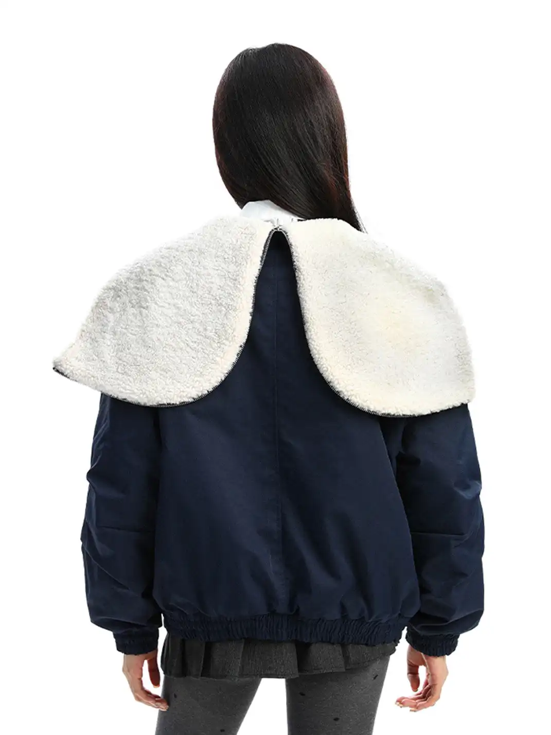 BIGGOLD | Lamb Wool Spliced Zipper Coat