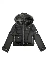 PAIKI | Mink Fur Hooded Puffer Jacket Short Style