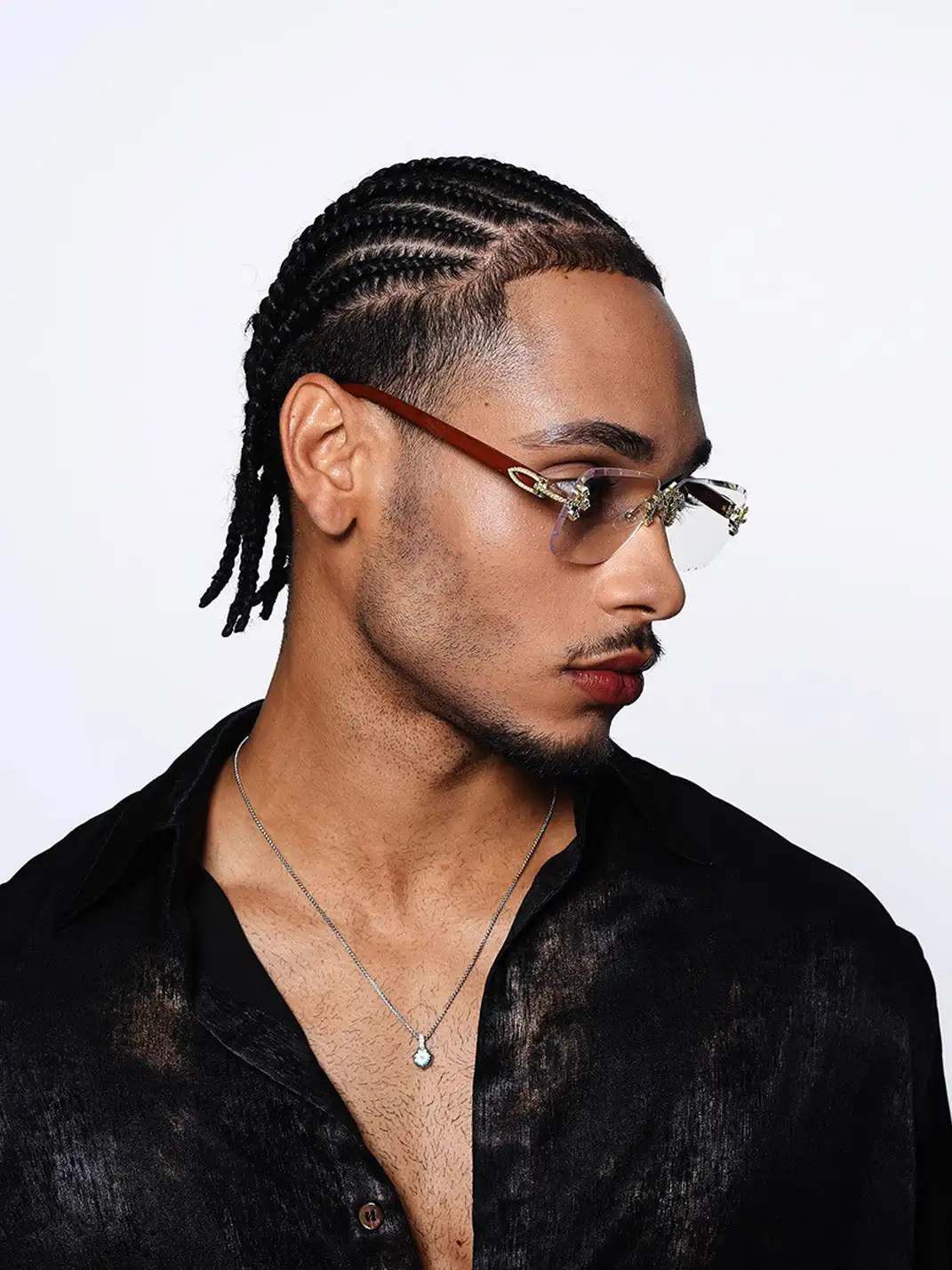 ICEGANG | Diamond Cross-Detail Rimless Sunglasses