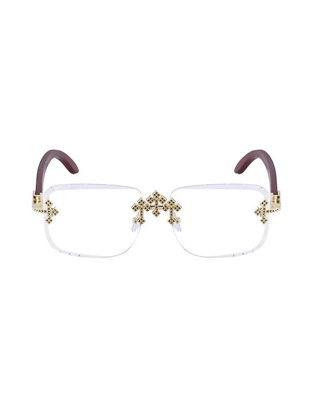 ICEGANG | Diamond Cross-Detail Rimless Sunglasses