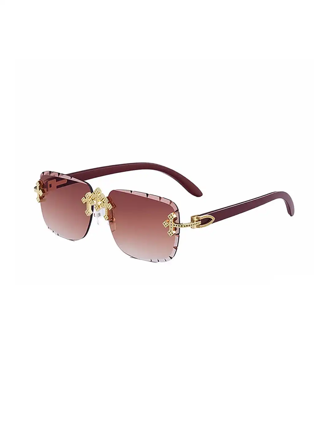 ICEGANG | Diamond Cross-Detail Rimless Sunglasses