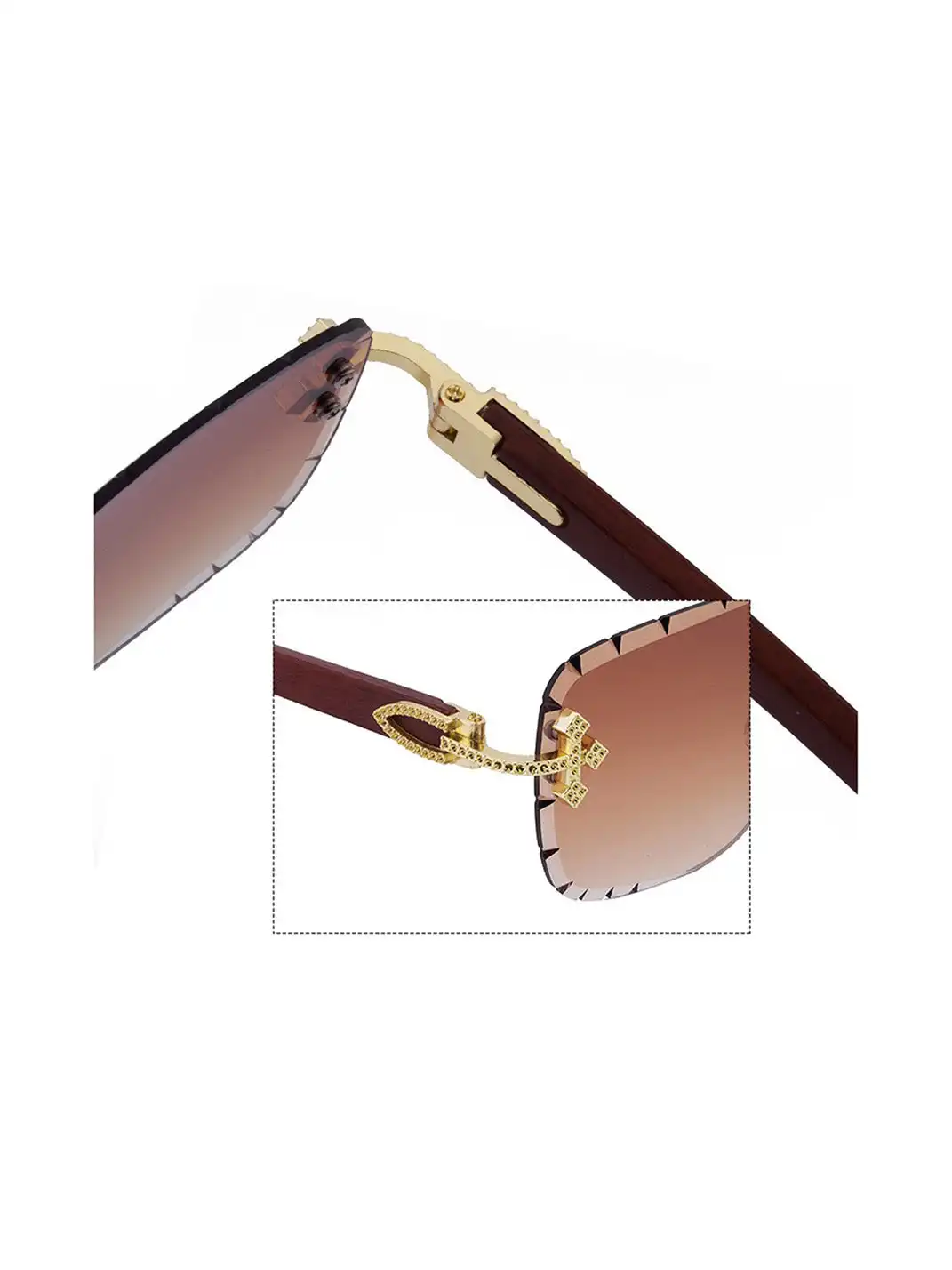 ICEGANG | Diamond Cross-Detail Rimless Sunglasses