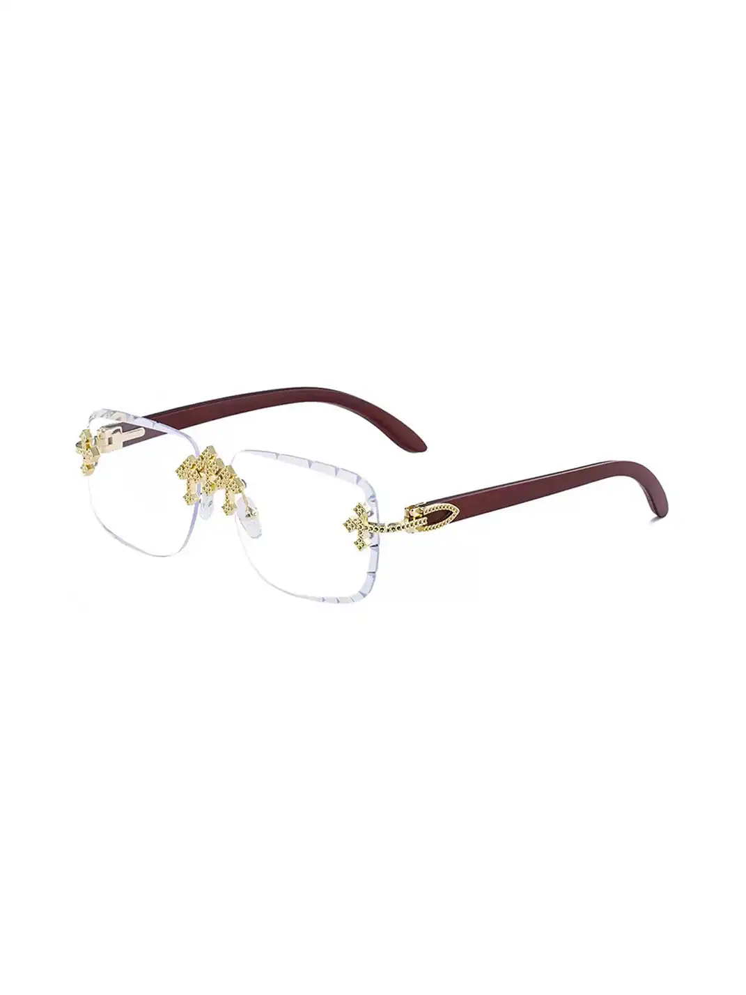 ICEGANG | Diamond Cross-Detail Rimless Sunglasses
