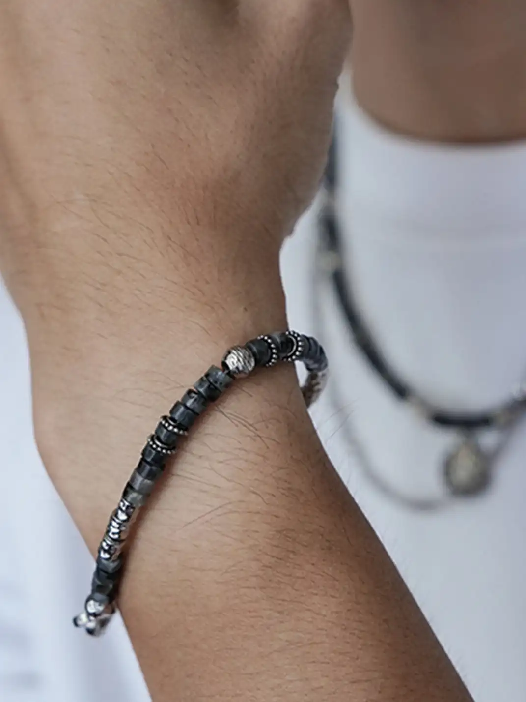 1sman | Natural Tiger Eye Stone Beaded Bracelet