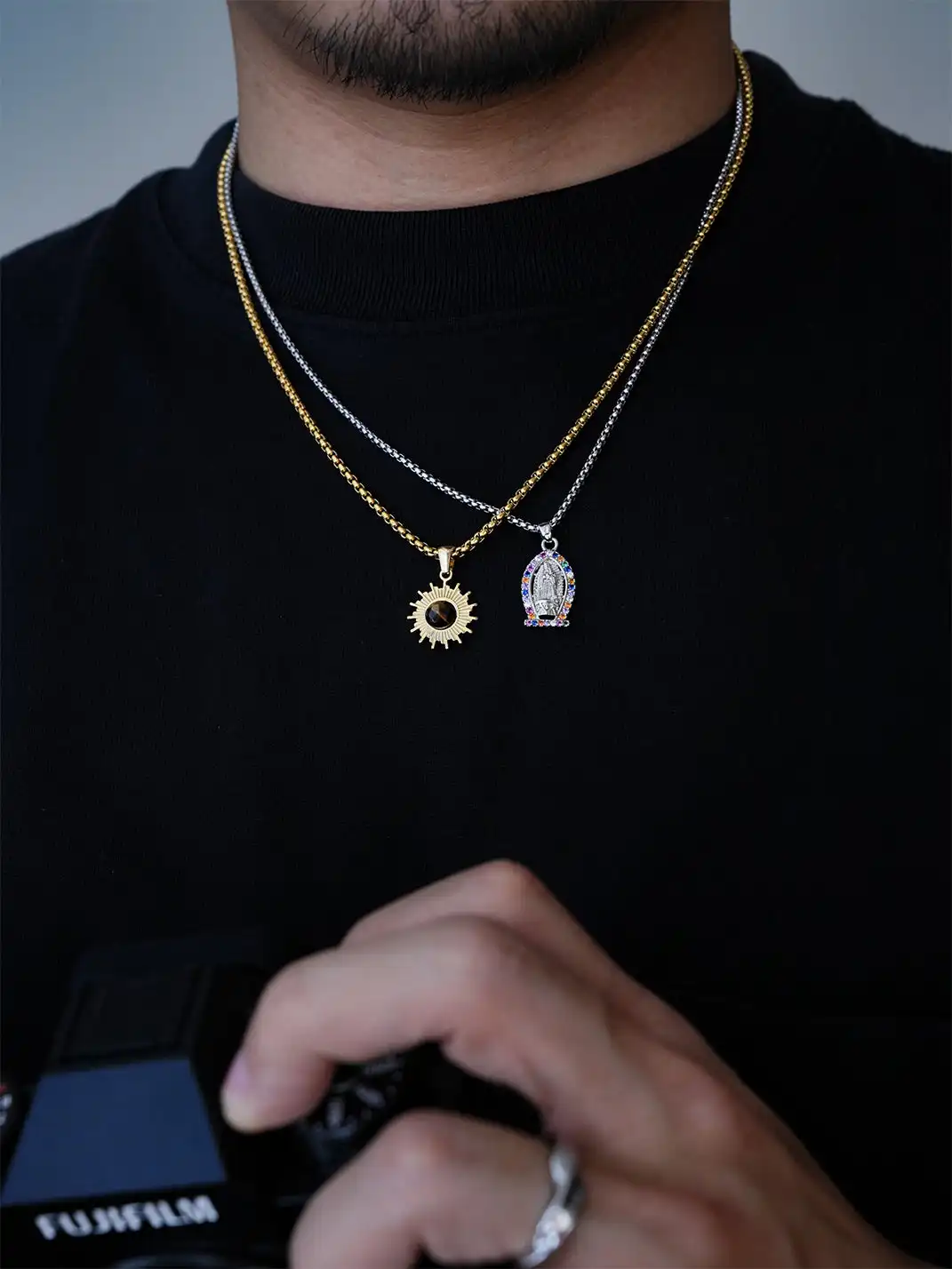 1sman | Sunflower Cat's Eye Pendant Titanium Steel Necklace