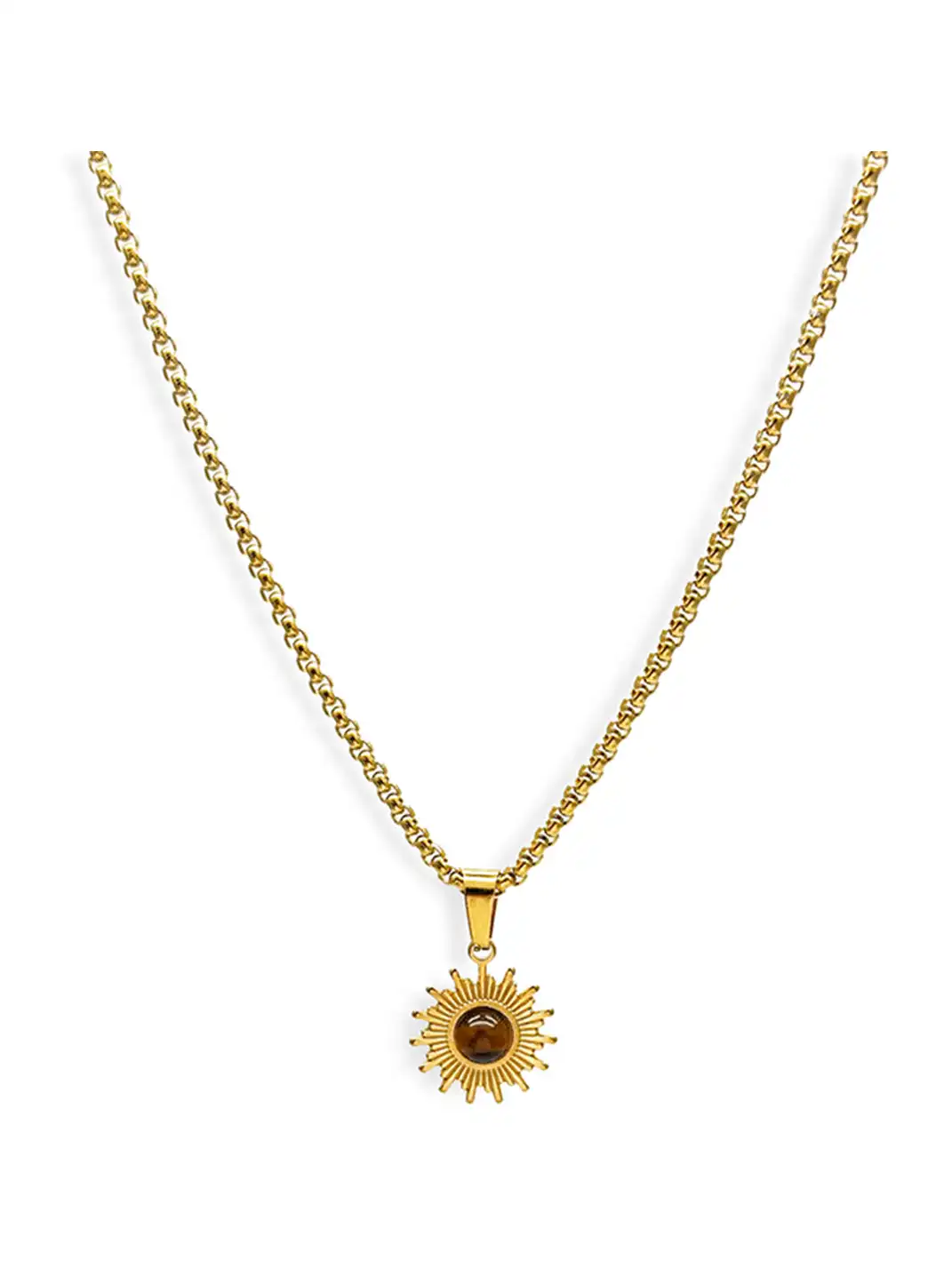 1sman | Sunflower Cat's Eye Pendant Titanium Steel Necklace