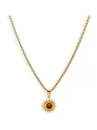 1sman | Sunflower Cat's Eye Pendant Titanium Steel Necklace