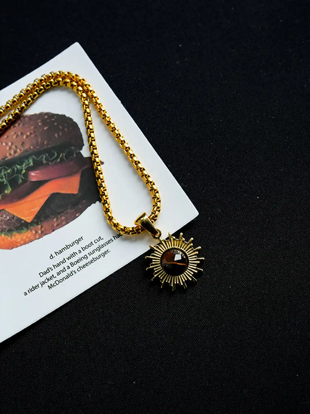 1sman | Sunflower Cat's Eye Pendant Titanium Steel Necklace