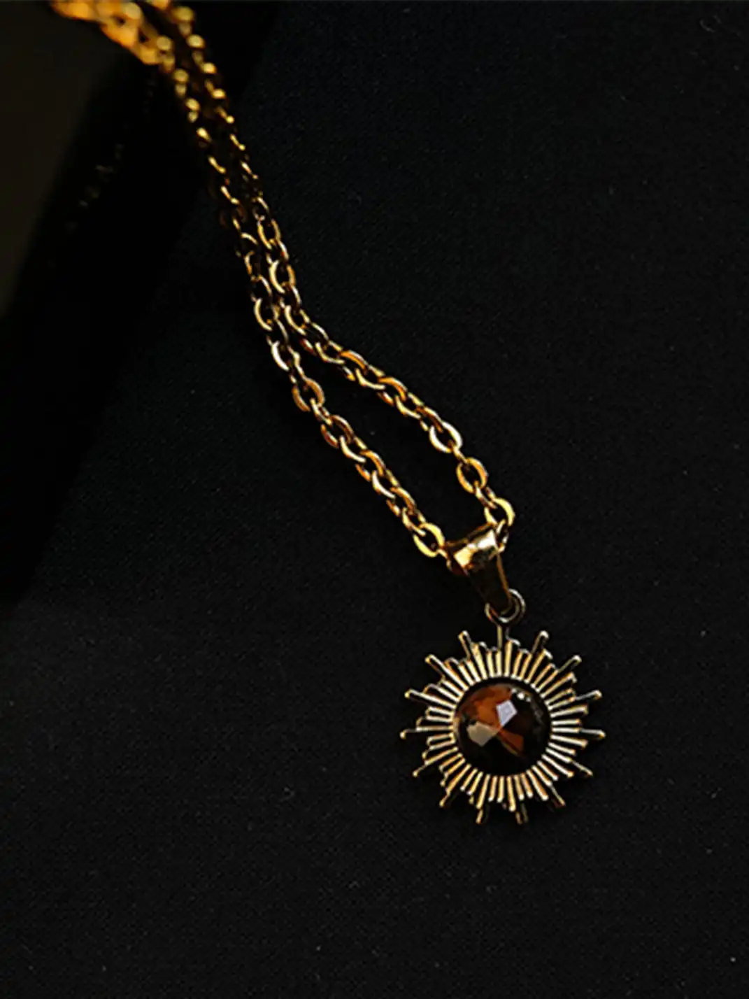 1sman | Sunflower Cat's Eye Pendant Titanium Steel Necklace