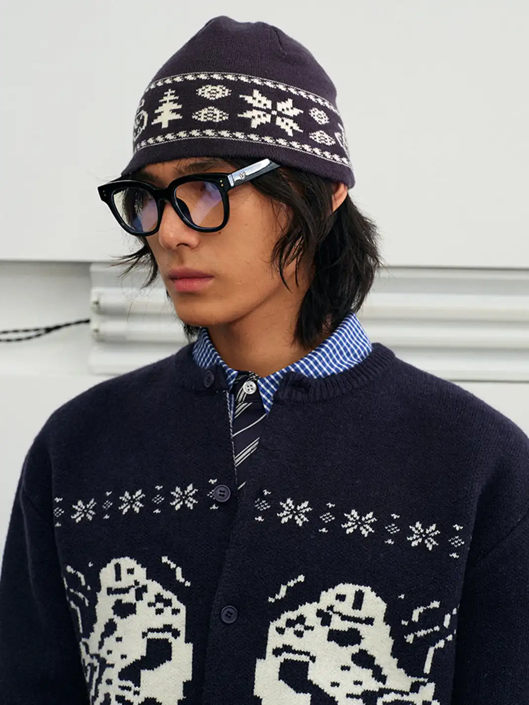 KREATE | Fair Isle Bicycle Jacquard Contrast Knit Hat