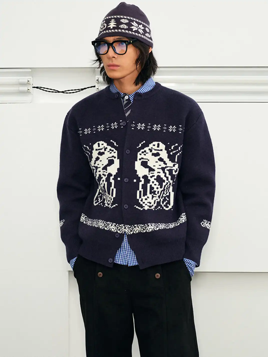KREATE | Fair Isle Bicycle Jacquard Contrast Knit Hat