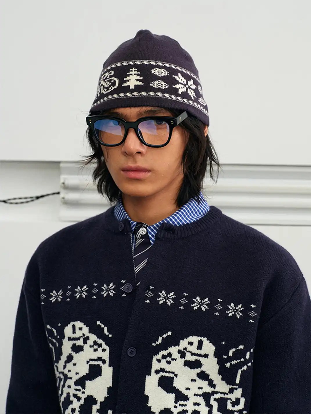 KREATE | Fair Isle Bicycle Jacquard Contrast Knit Hat