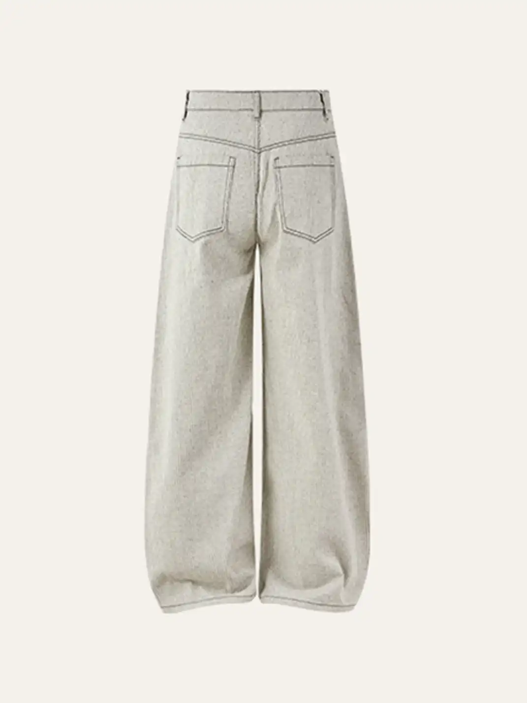 KREATE | Striped Pleated Wide-Leg Denim Pants