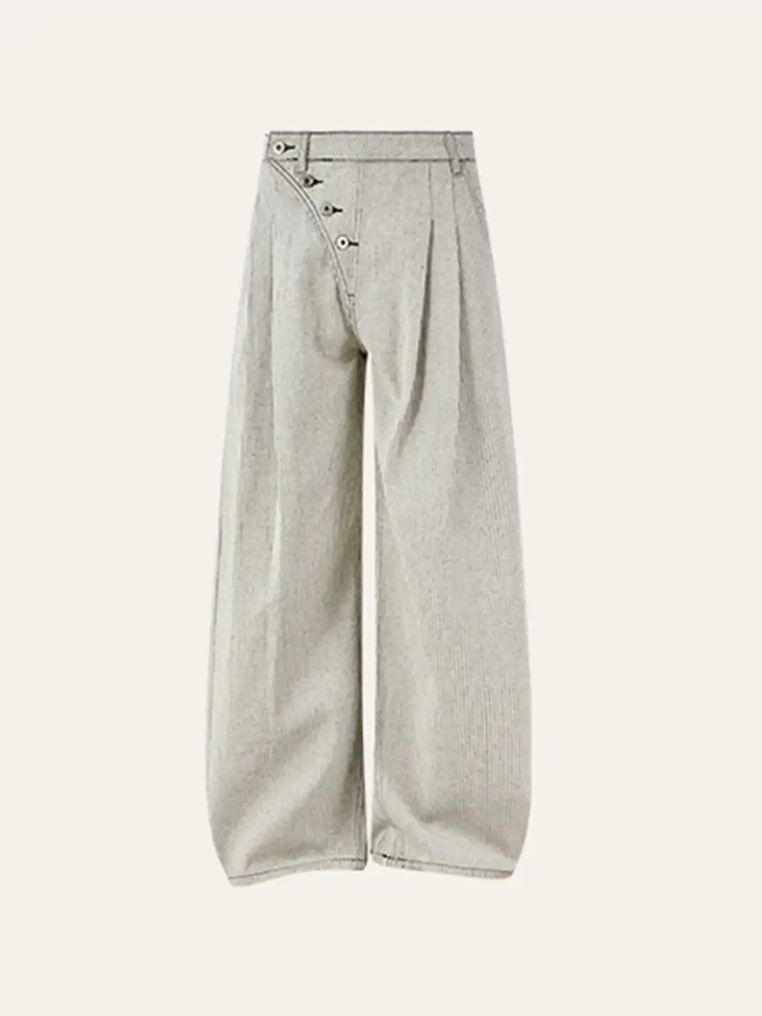 KREATE | Striped Pleated Wide-Leg Denim Pants