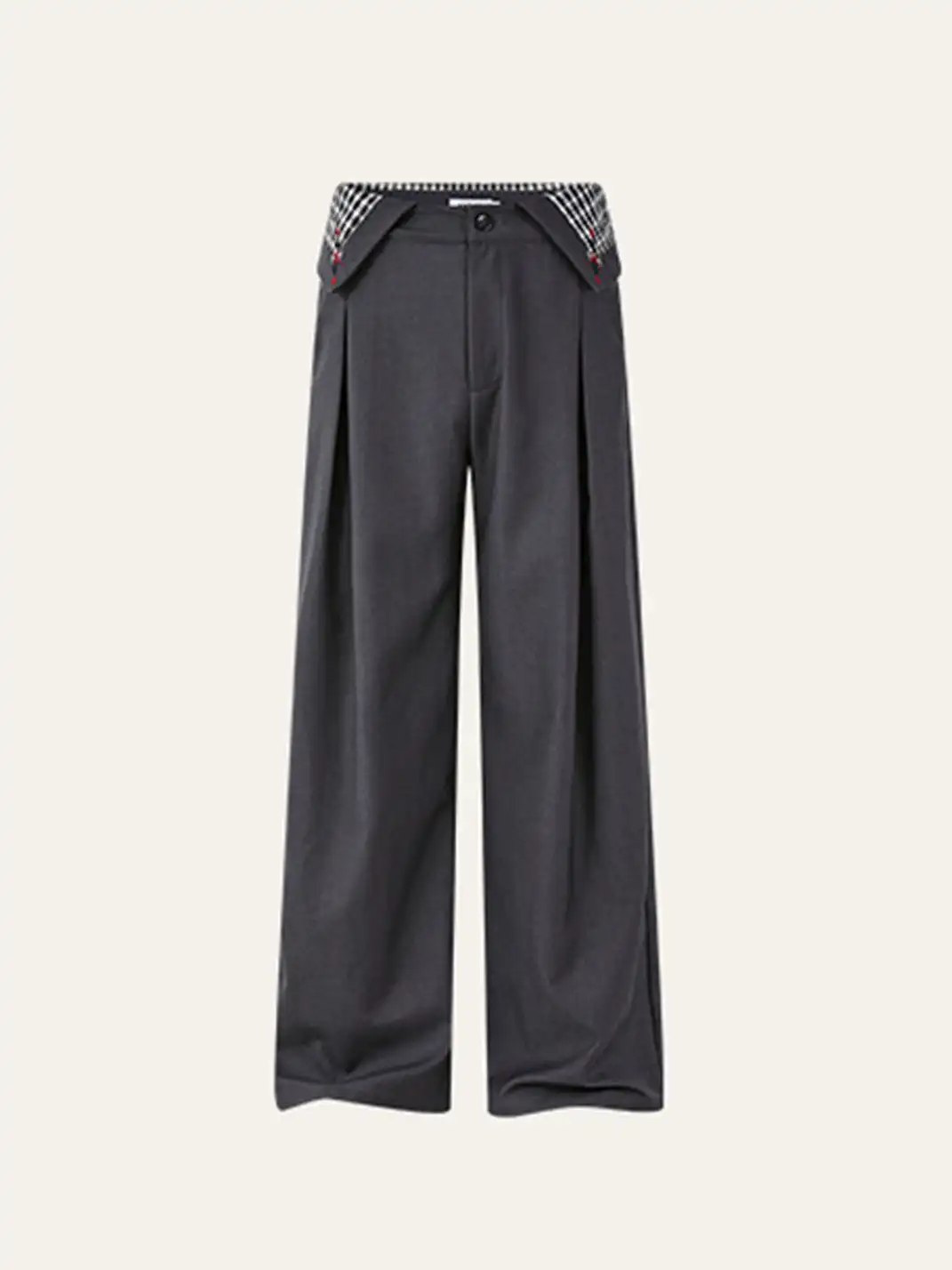 KREATE | Pleated Houndstooth-Detail Trousers