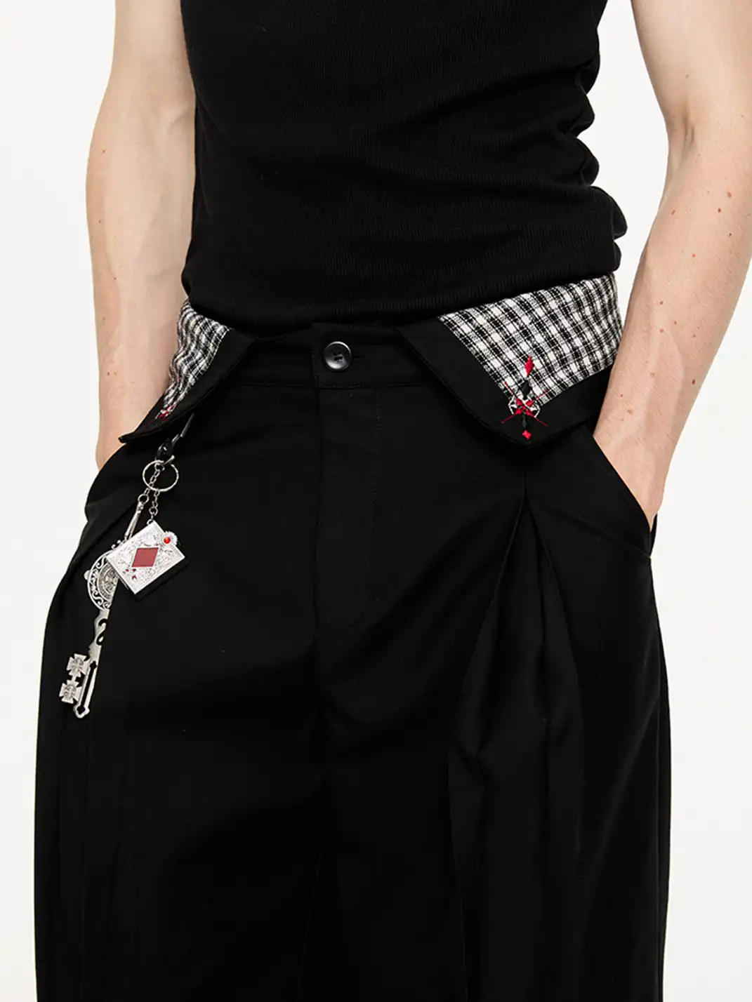 KREATE | Pleated Houndstooth-Detail Trousers
