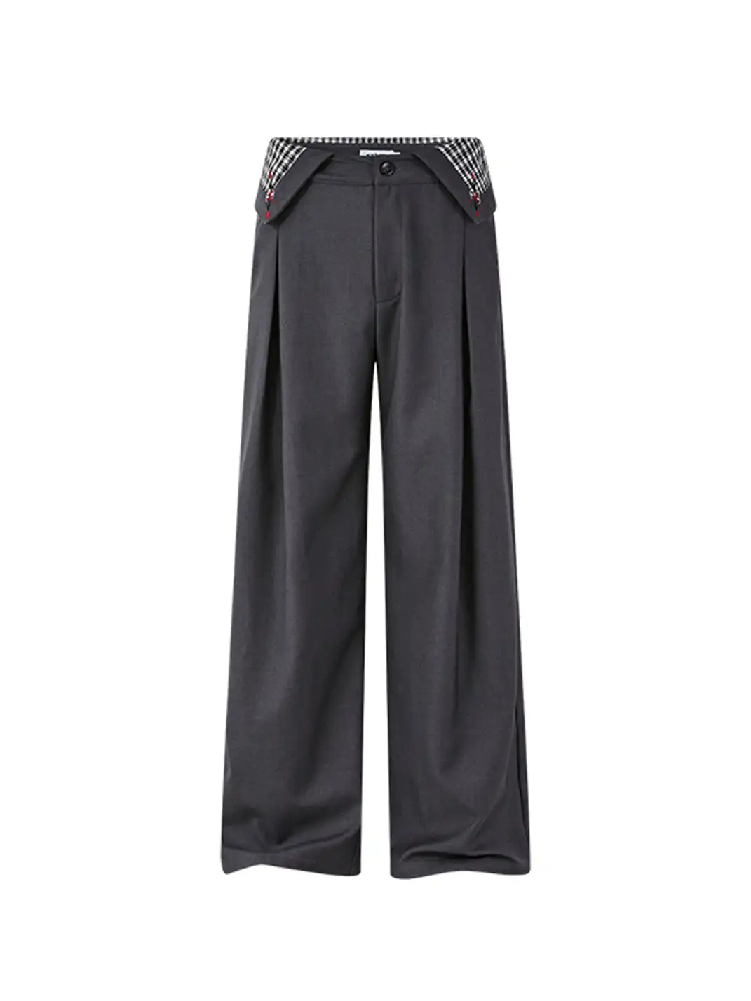 KREATE | Pleated Houndstooth-Detail Trousers