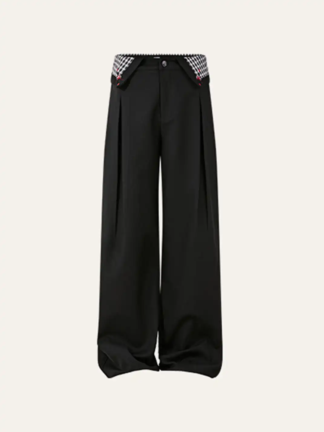 KREATE | Pleated Houndstooth-Detail Trousers
