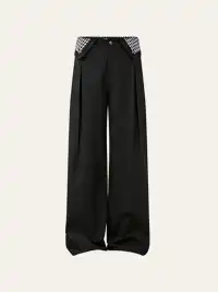 KREATE | Pleated Houndstooth-Detail Trousers