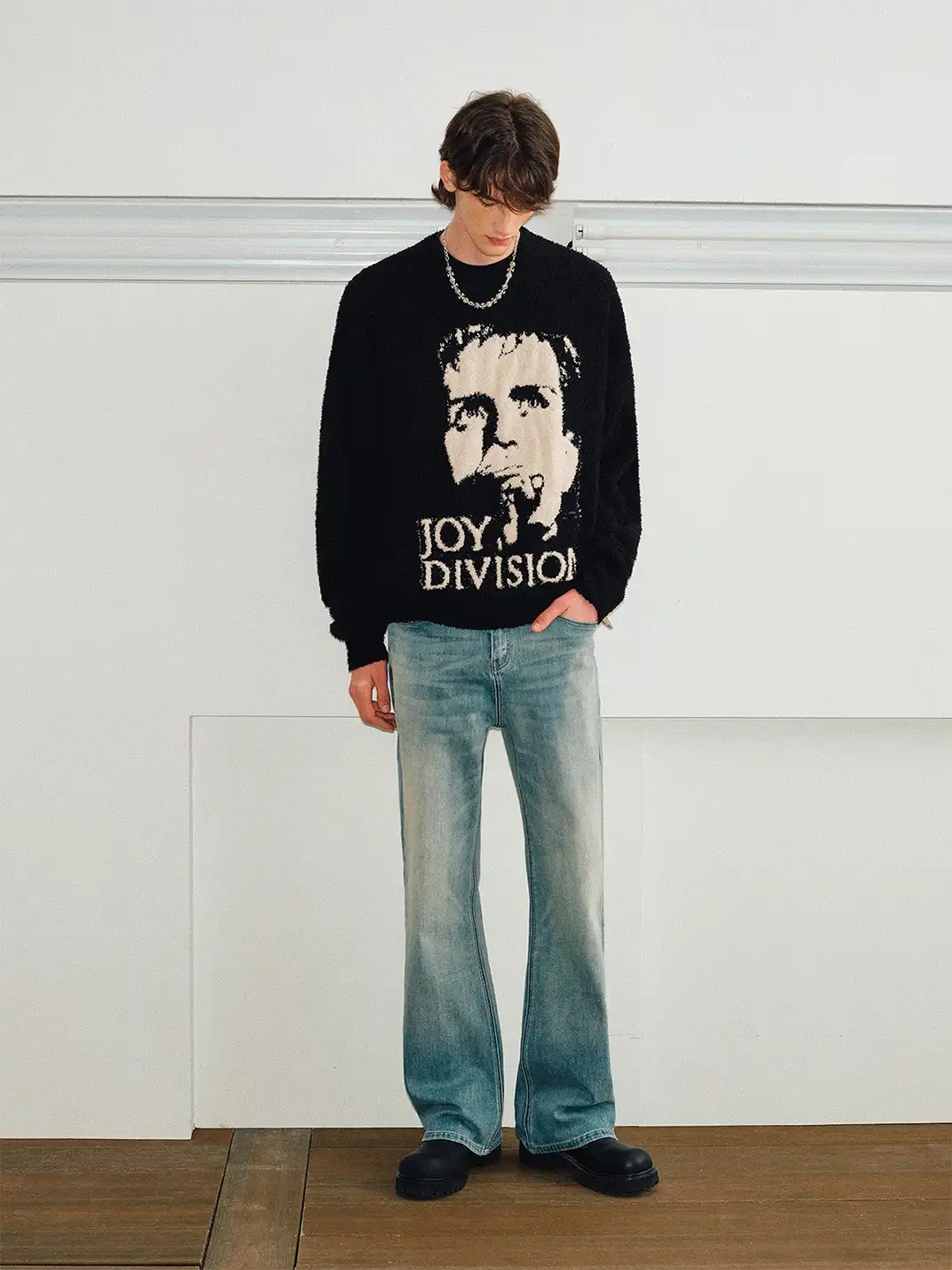 KREATE | Faux Fur Portrait Jacquard Pullover Sweater