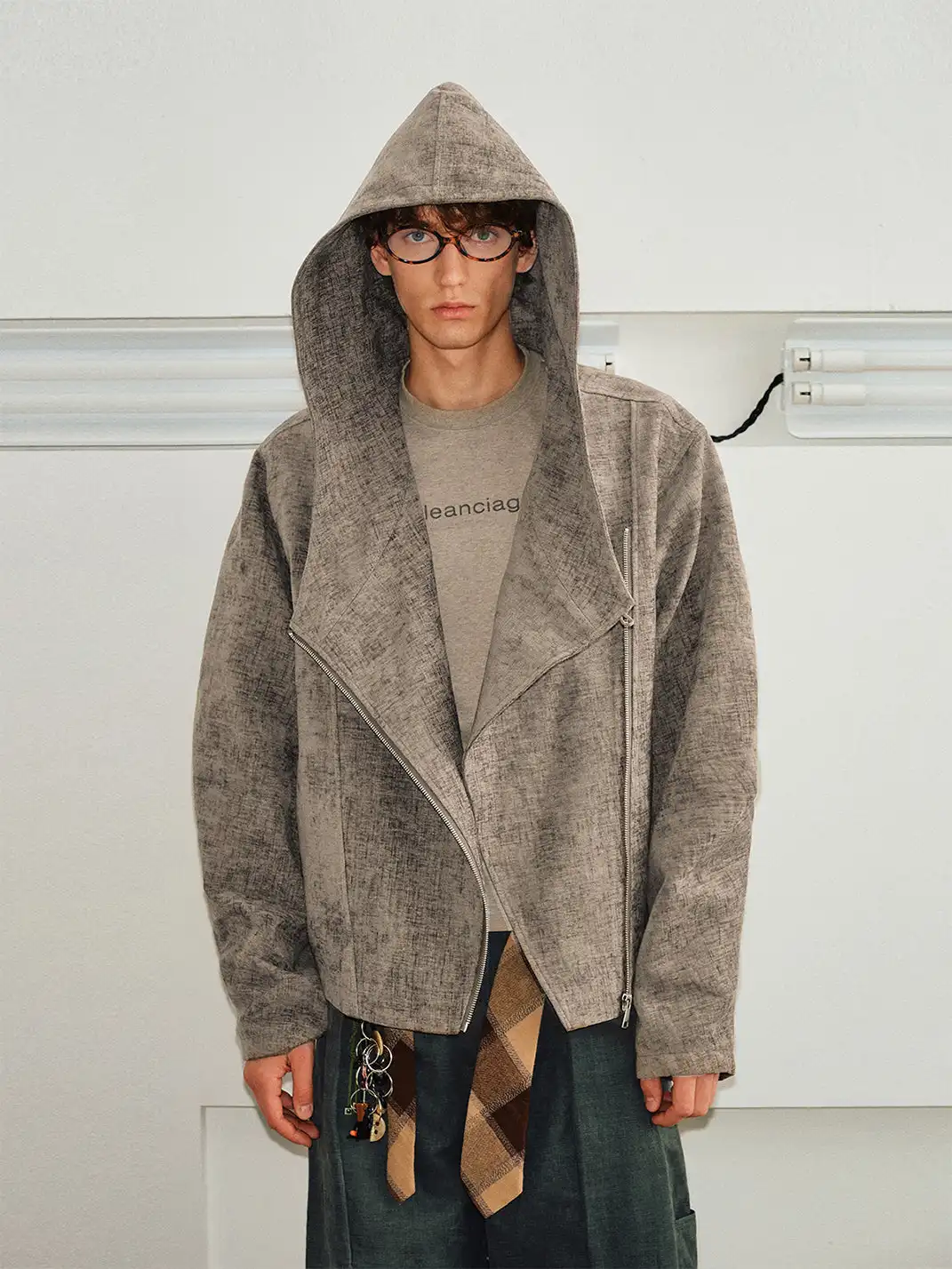 KREATE | Textured Vintage Asymmetrical Zipper Jacket