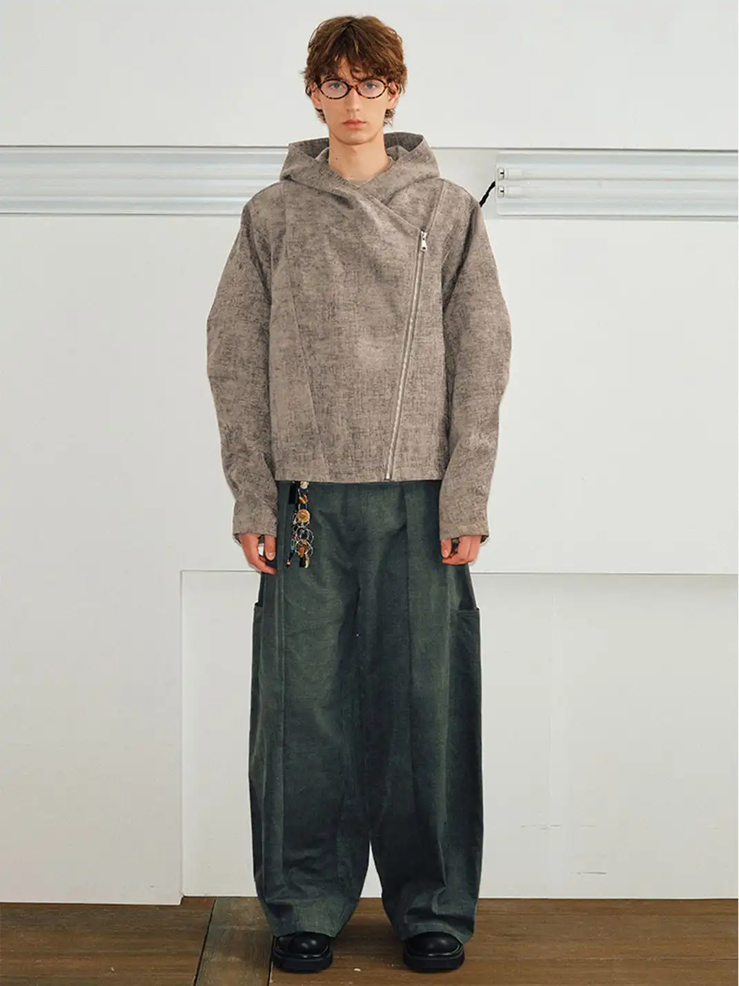 KREATE | Textured Vintage Asymmetrical Zipper Jacket