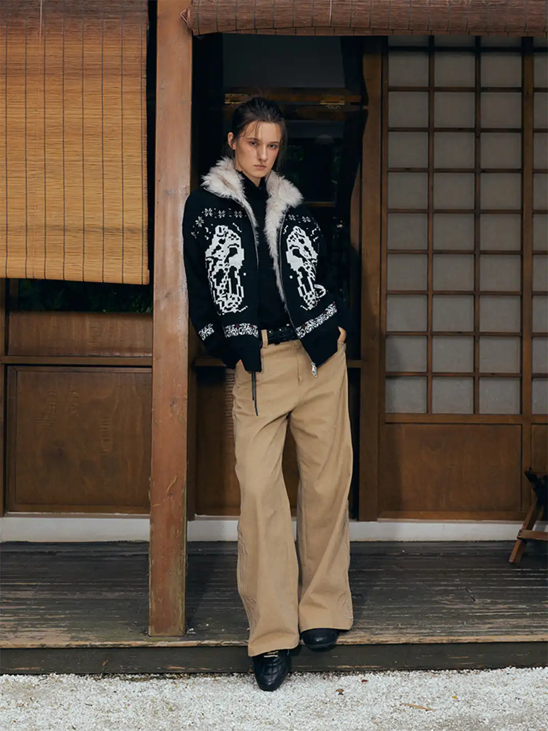 KREATE | Dyed-Tipped Faux Fur Knit Bomber Jacket