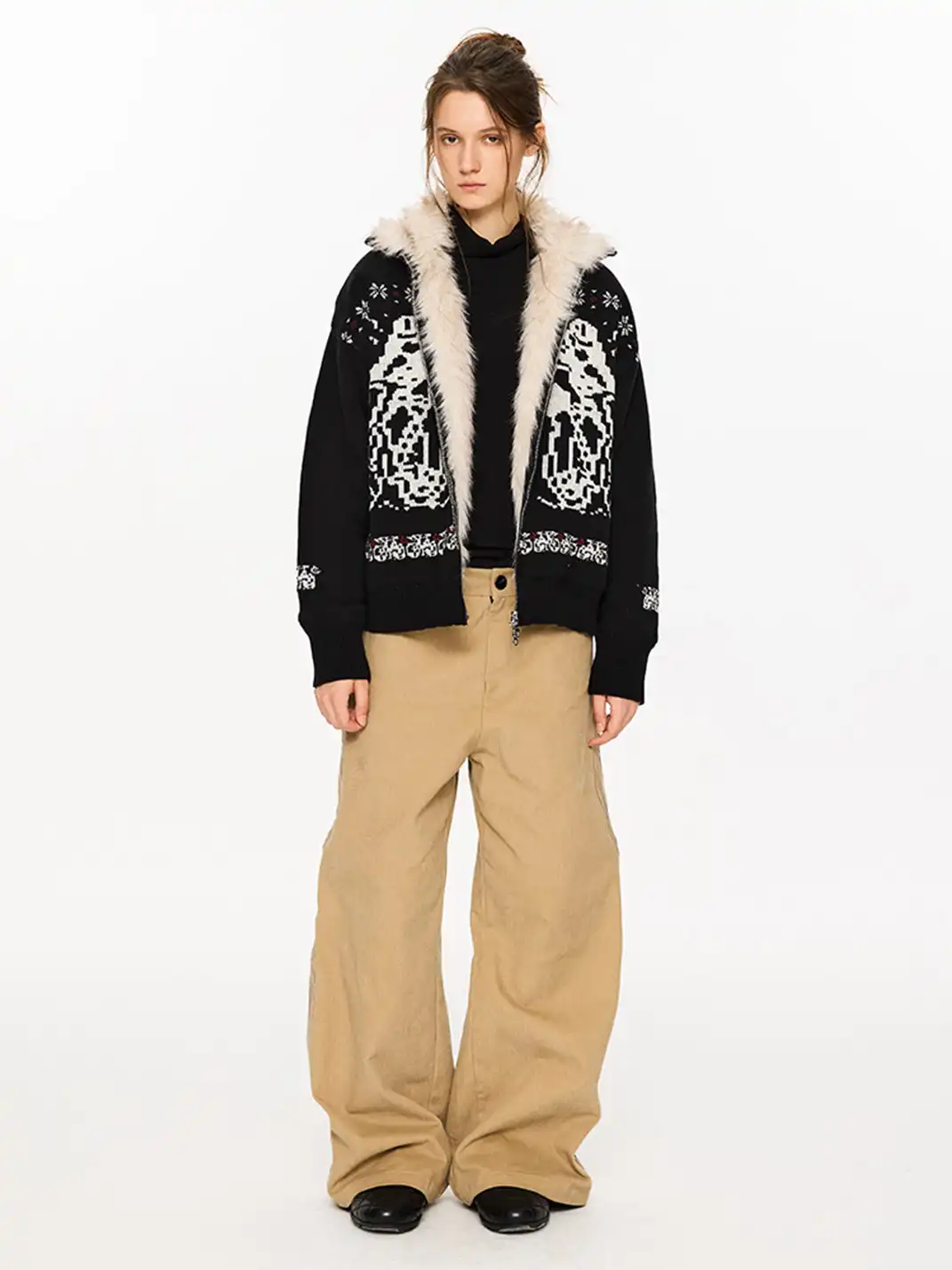 KREATE | Dyed-Tipped Faux Fur Knit Bomber Jacket