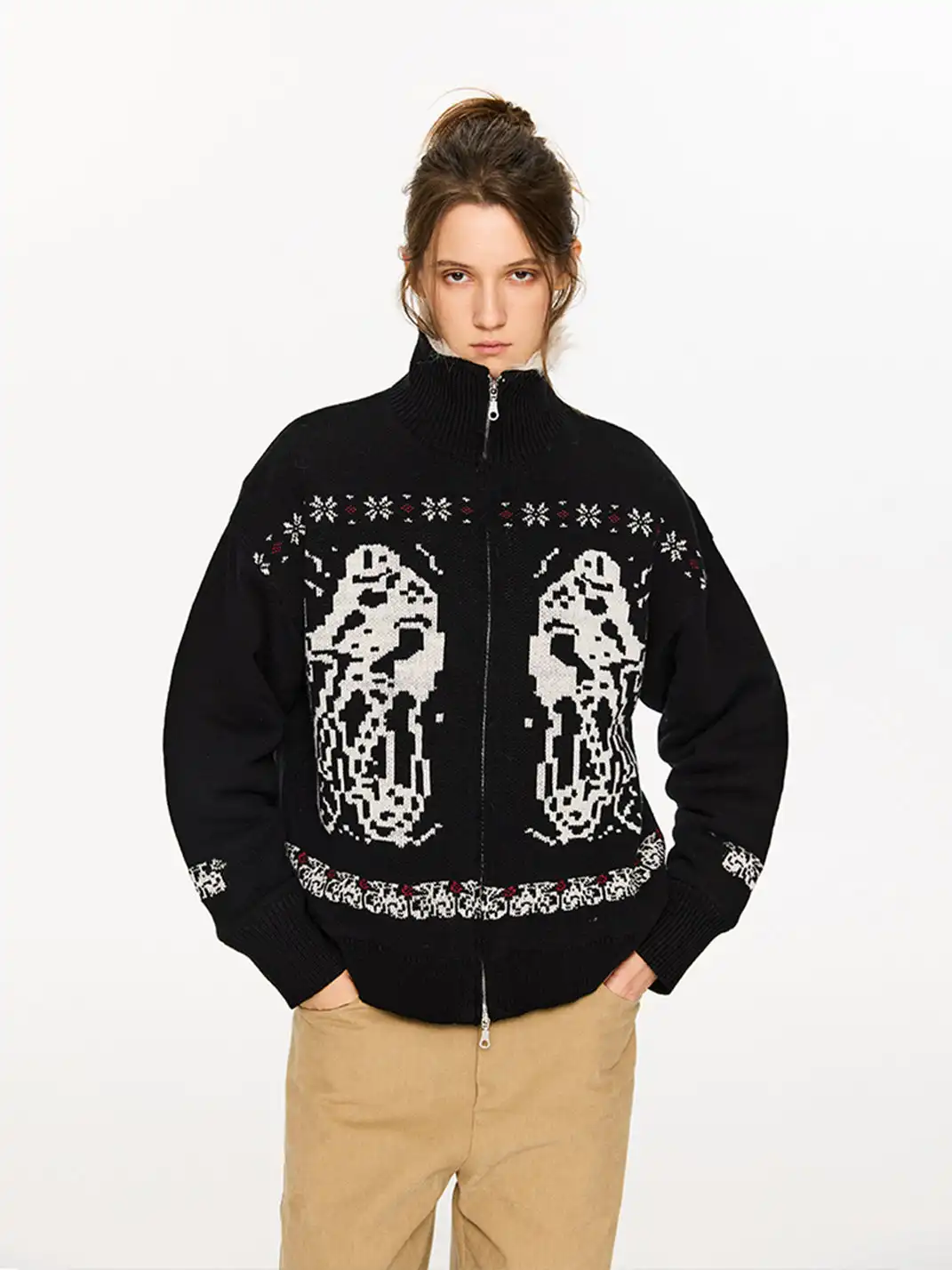 KREATE | Dyed-Tipped Faux Fur Knit Bomber Jacket