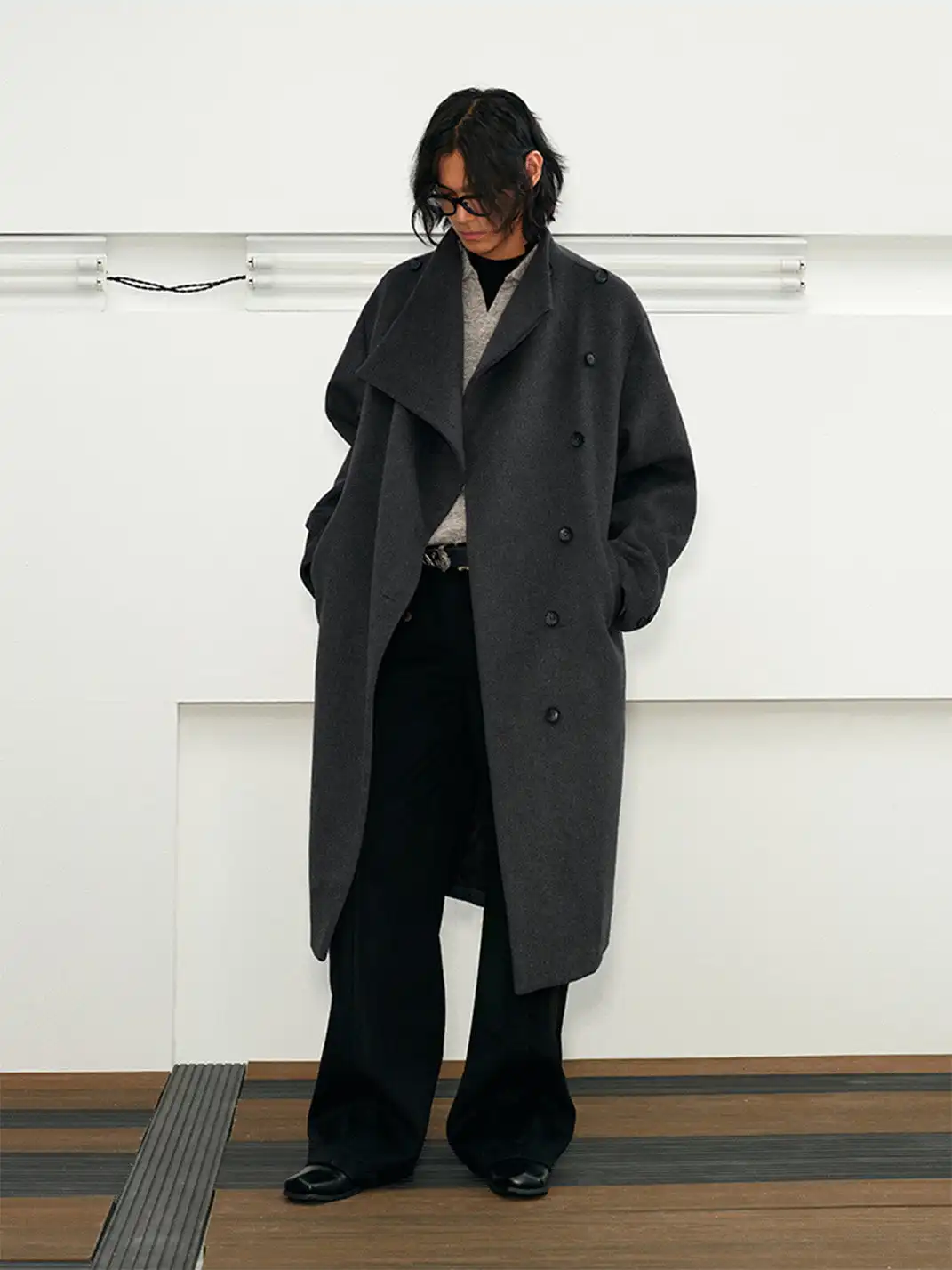 KREATE | Collar Convertible Scarf Wool Coat