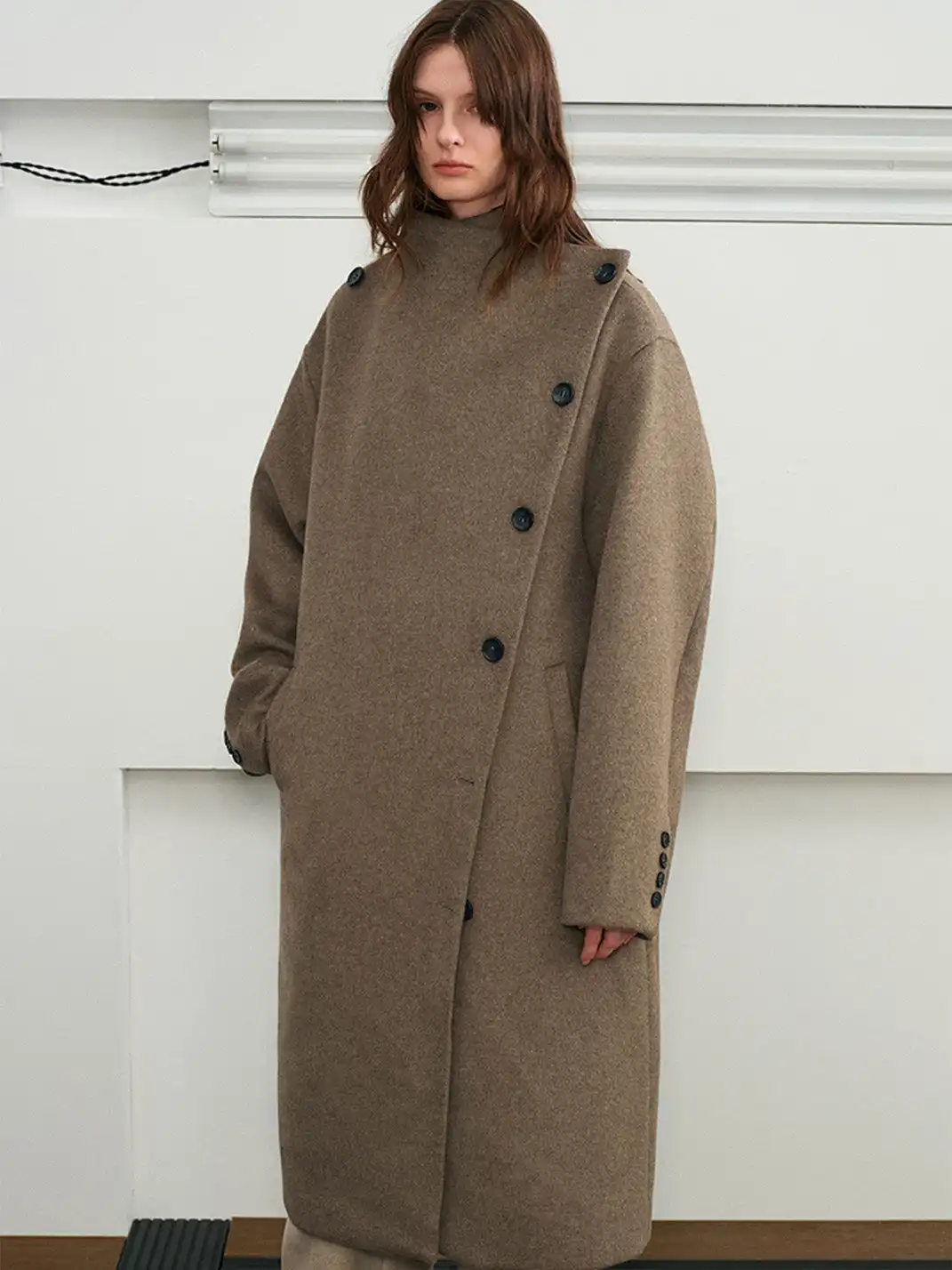 KREATE | Collar Convertible Scarf Wool Coat