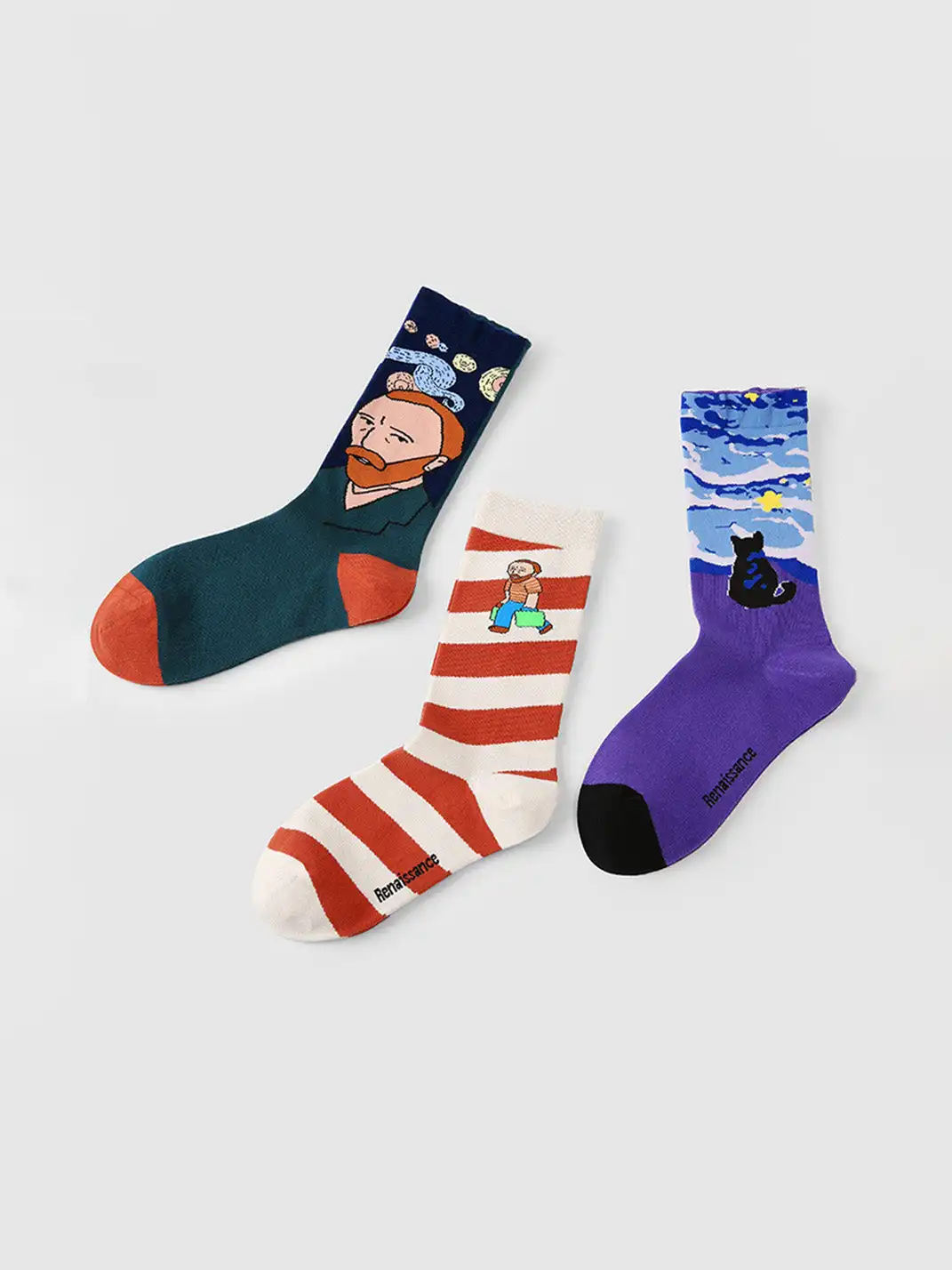 Renaissance | 3-Pack Vintage Oil Painting Mid-Calf Socks