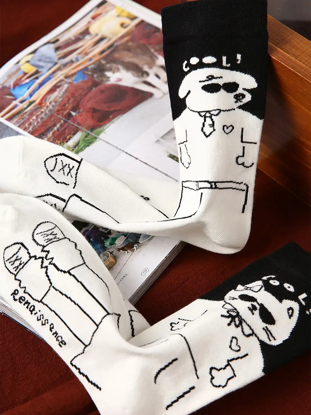 Renaissance | 2-Pack Cute Cartoon Character and Love-Themed Socks