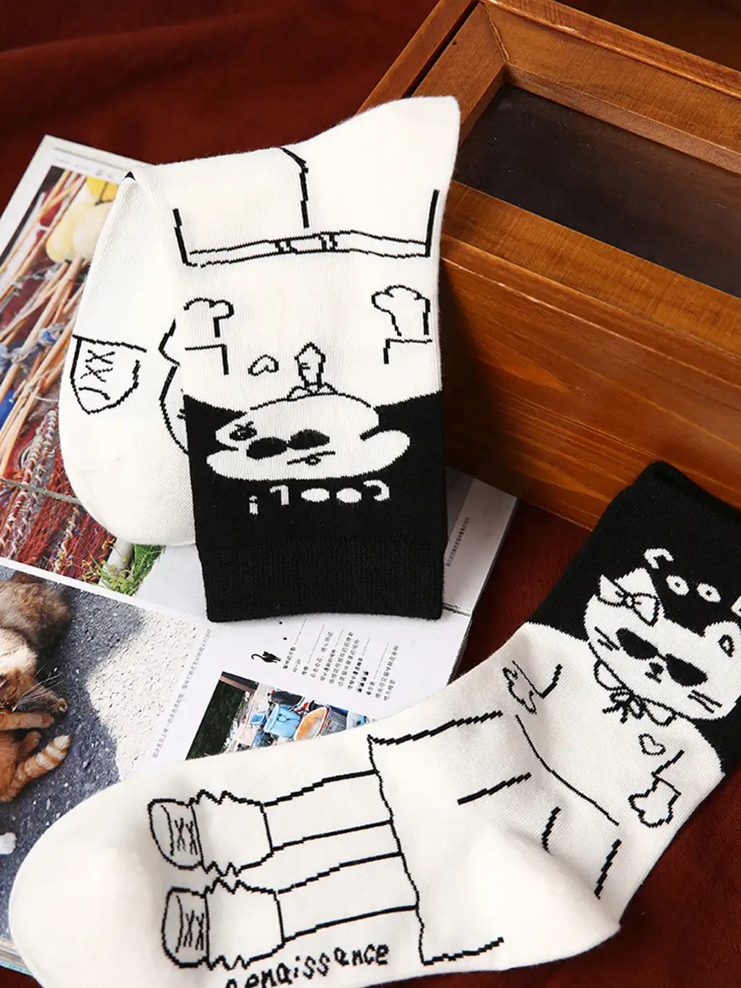 Renaissance | 2-Pack Cute Cartoon Character and Love-Themed Socks