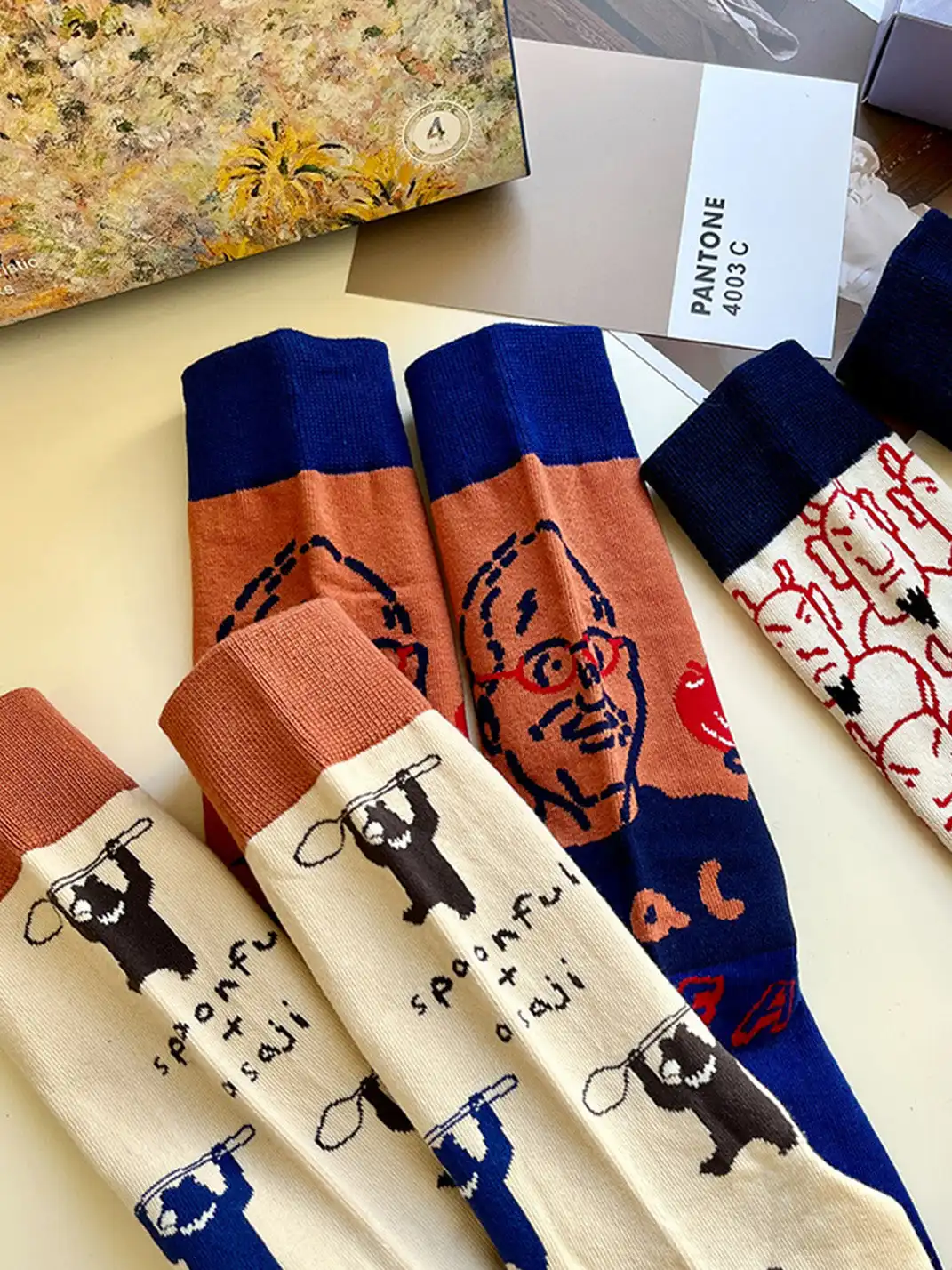 CORRYDELAAN | Four Pairs Art-Inspired Featuring Classic Paintings Socks