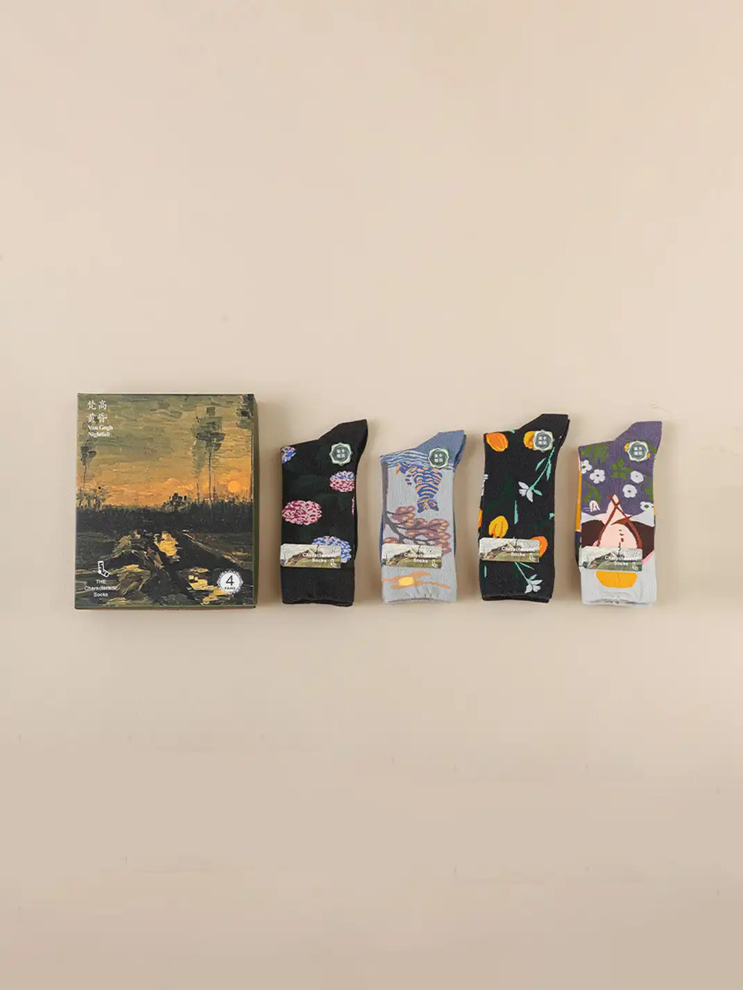 CORRYDELAAN | Four Pairs Art-Inspired Featuring Classic Paintings Socks