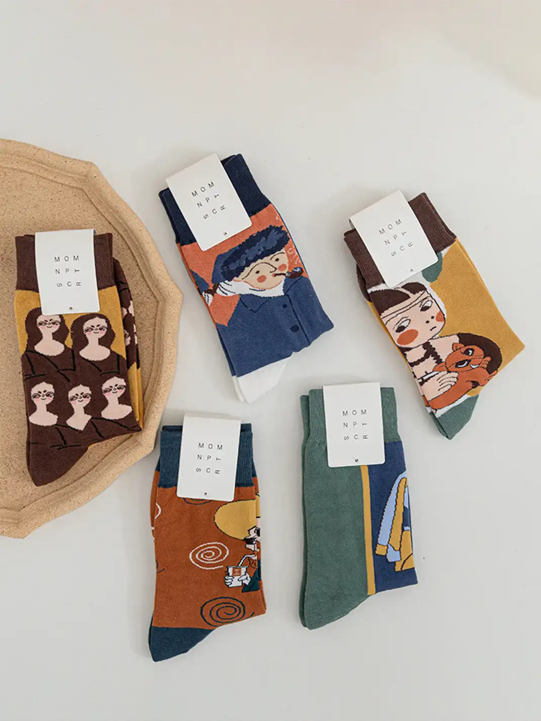 CORRYDELAAN | Abstract Art Portrait Mid-Calf Socks