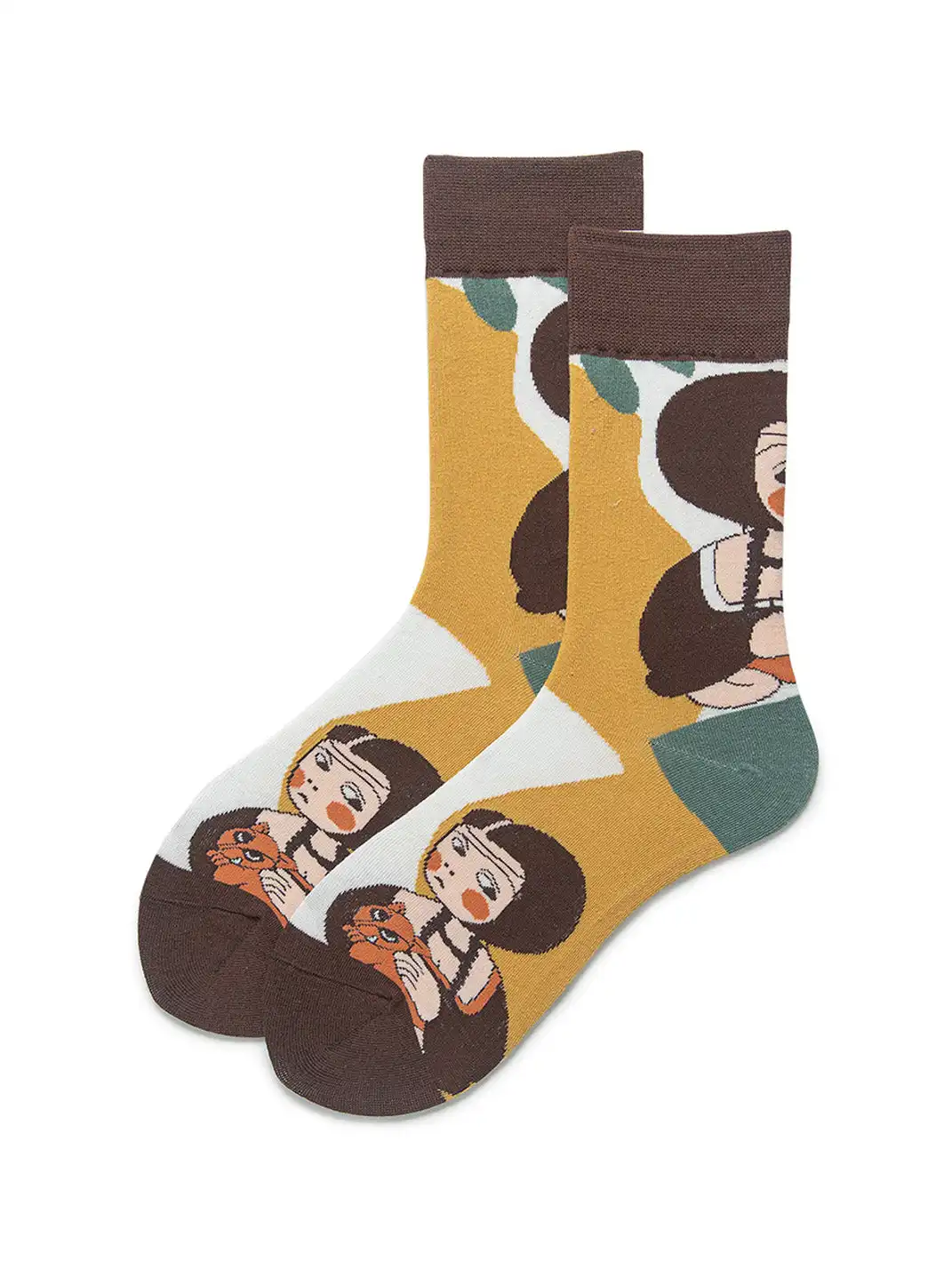 CORRYDELAAN | Abstract Art Portrait Mid-Calf Socks