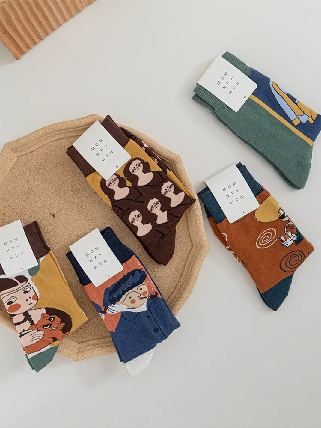 CORRYDELAAN | Abstract Art Portrait Mid-Calf Socks