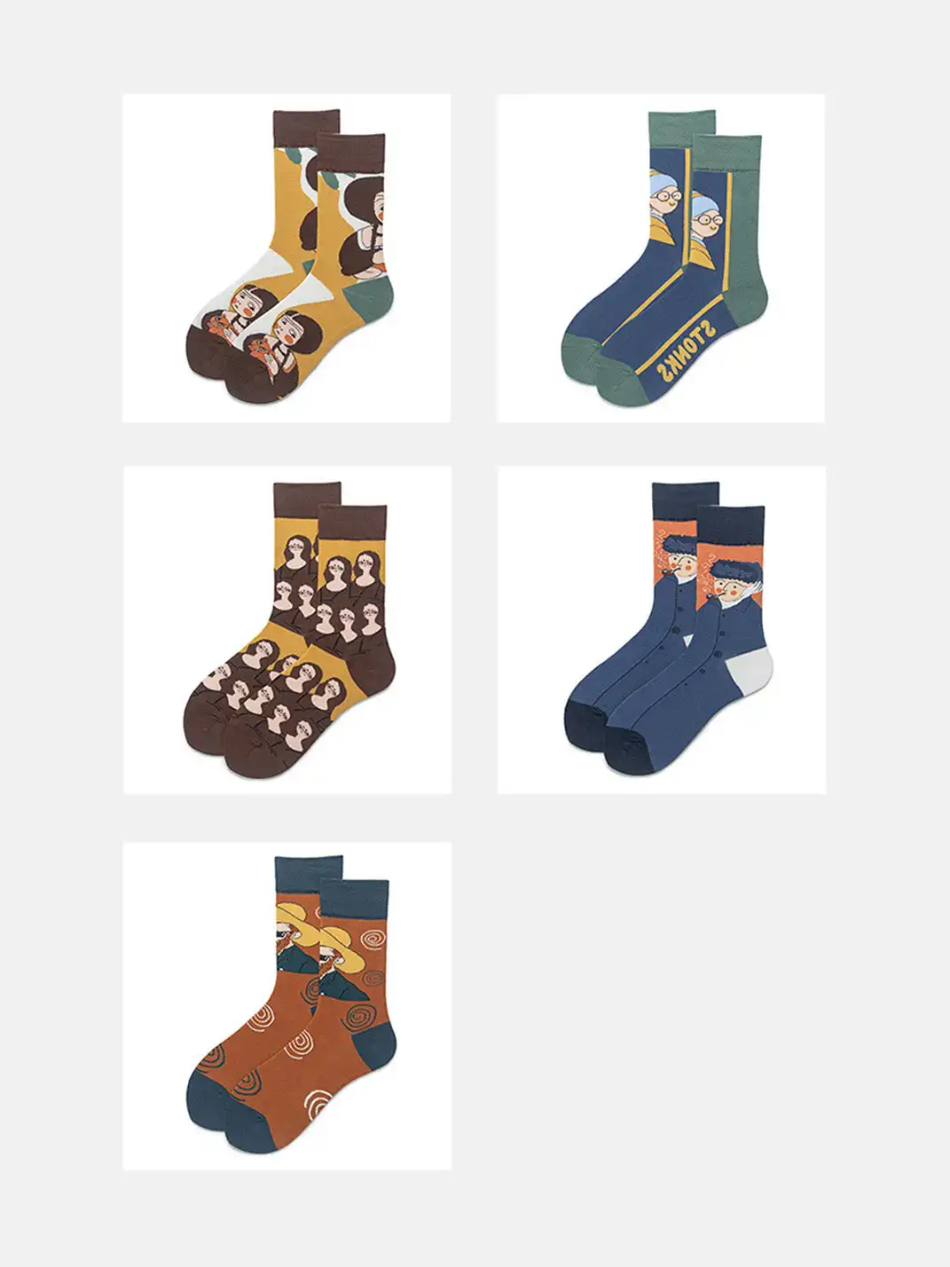 CORRYDELAAN | Abstract Art Portrait Mid-Calf Socks
