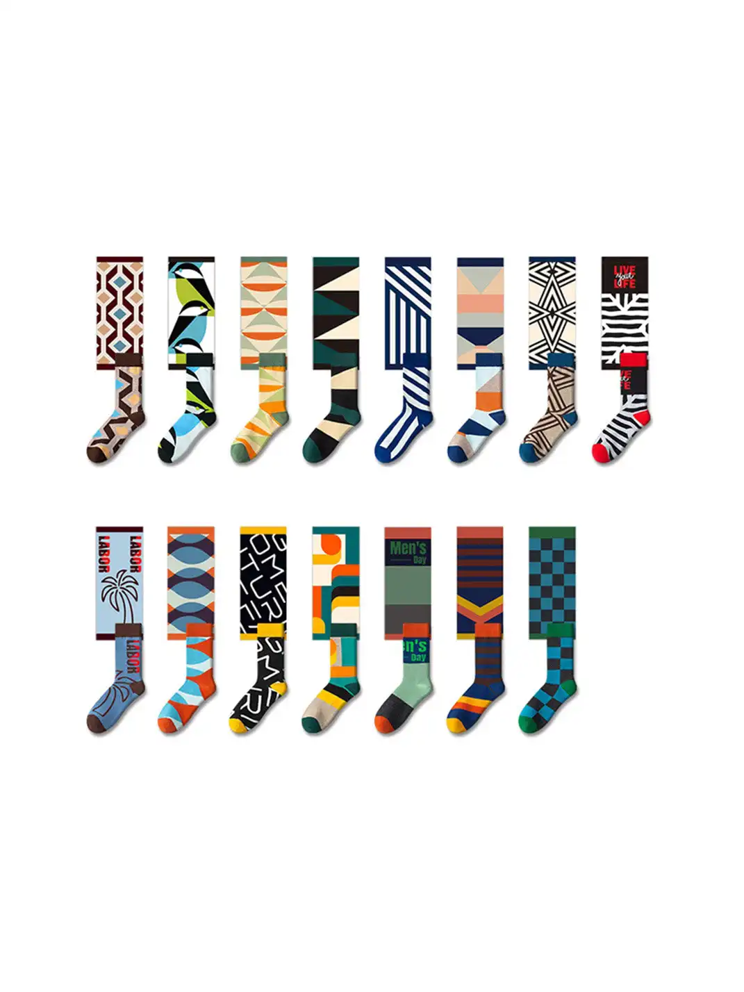CORRYDELAAN | Three Pairs Geometric Pattern Mid-Calf Socks