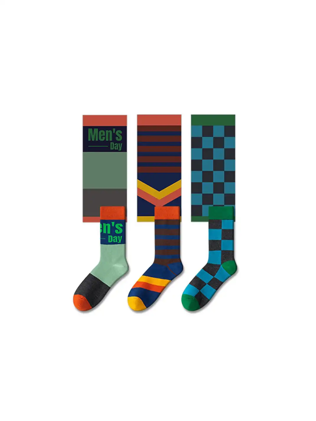 CORRYDELAAN | Three Pairs Geometric Pattern Mid-Calf Socks