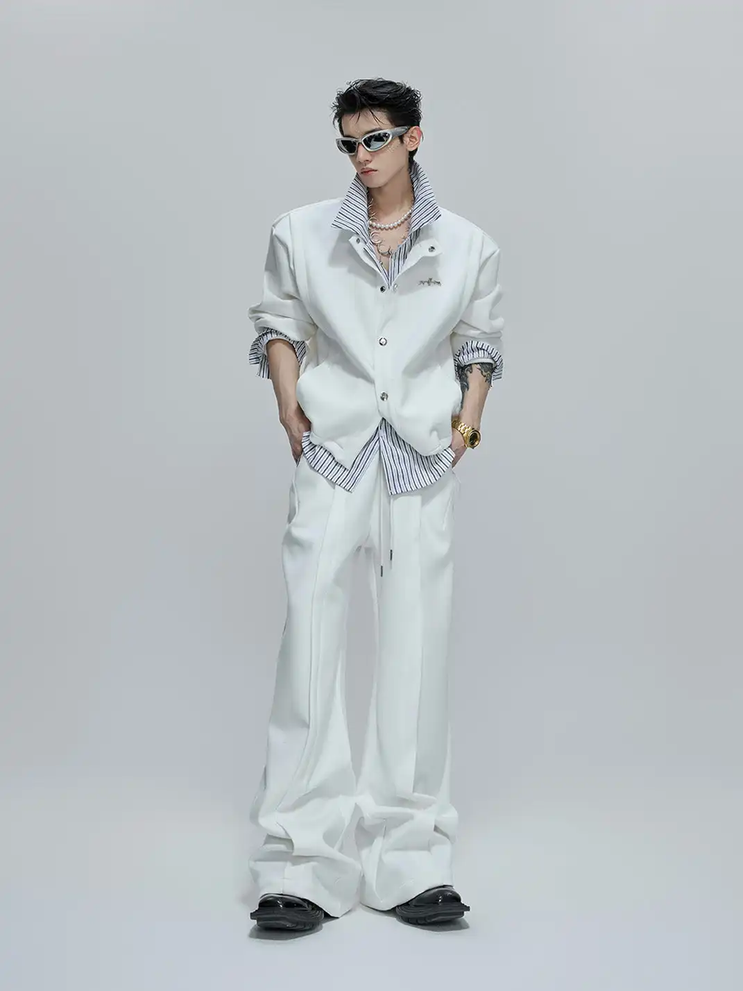 ArguE CulturE | Fake Two-Piece Striped Outerwear
