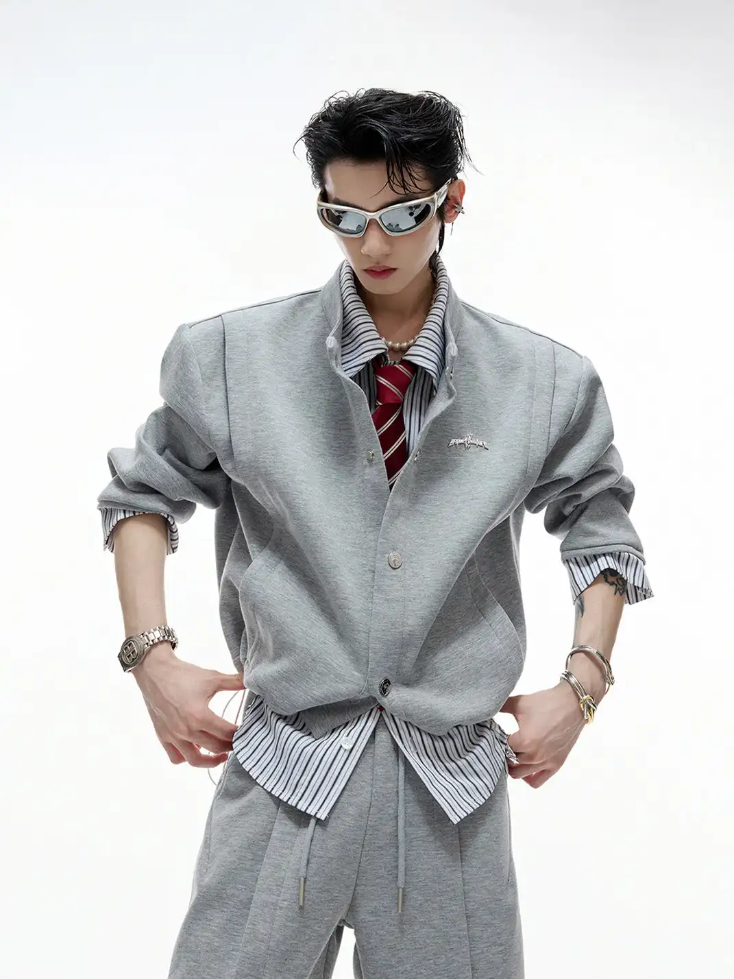 ArguE CulturE | Fake Two-Piece Striped Outerwear