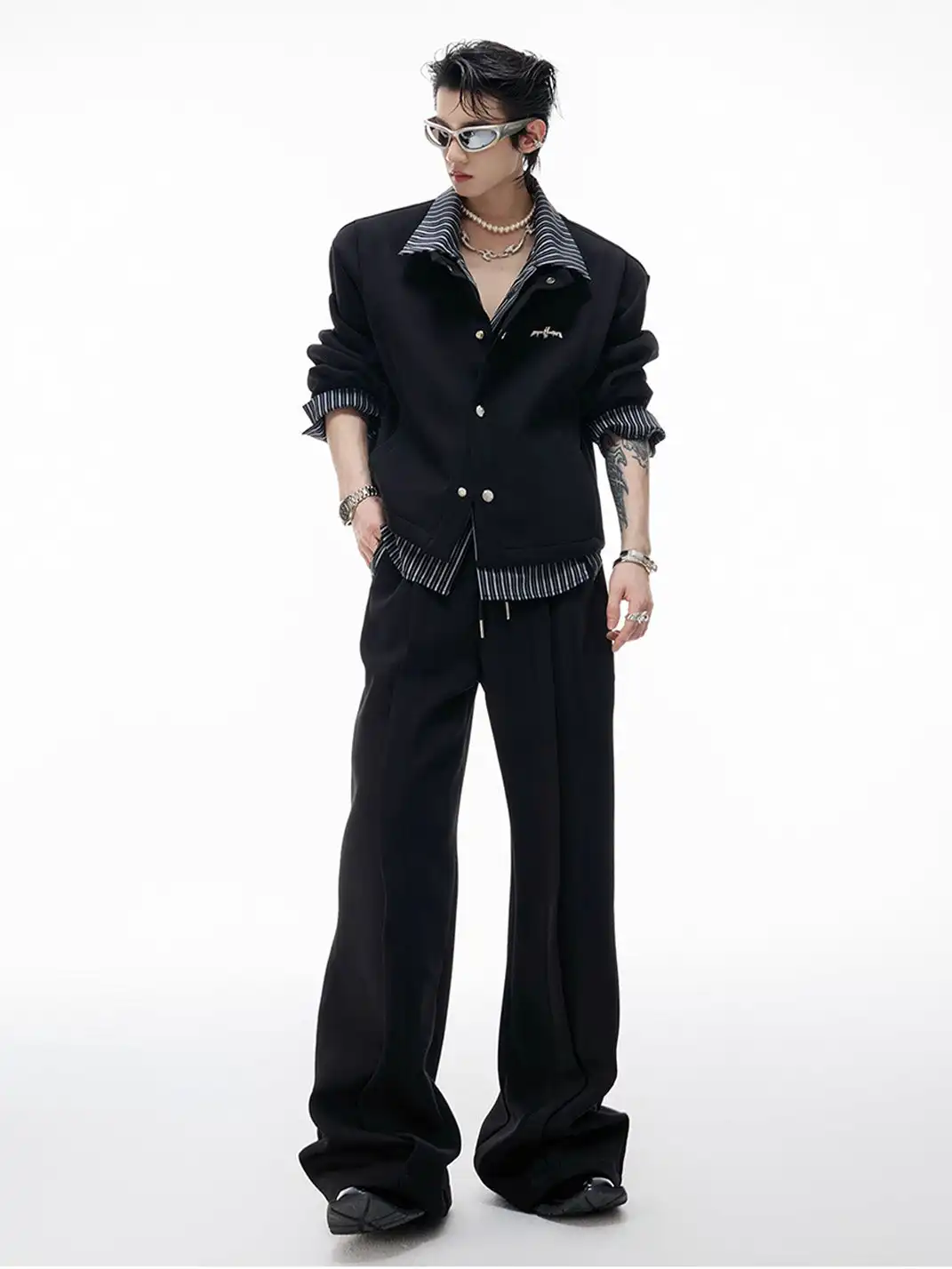 ArguE CulturE | Fake Two-Piece Striped Outerwear