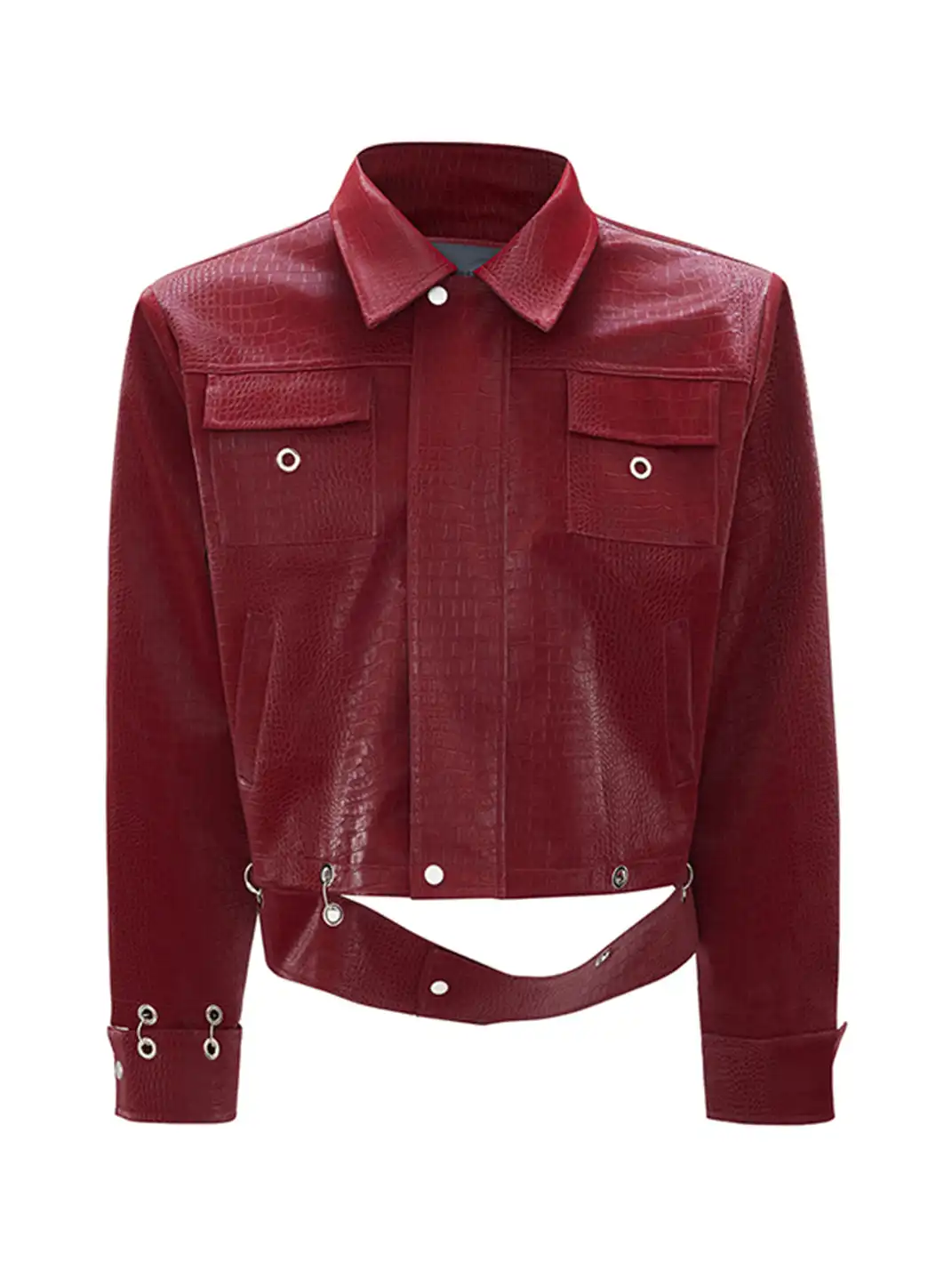 ArguE CulturE | Croc-Pattern Shoulder Pad PU Leather Jacket