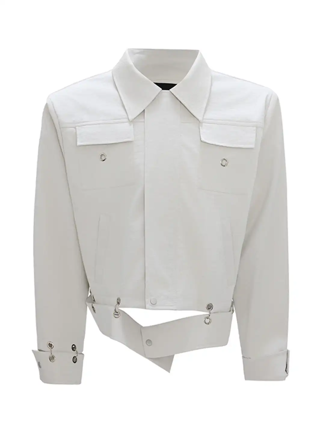 ArguE CulturE | Croc-Pattern Shoulder Pad PU Leather Jacket