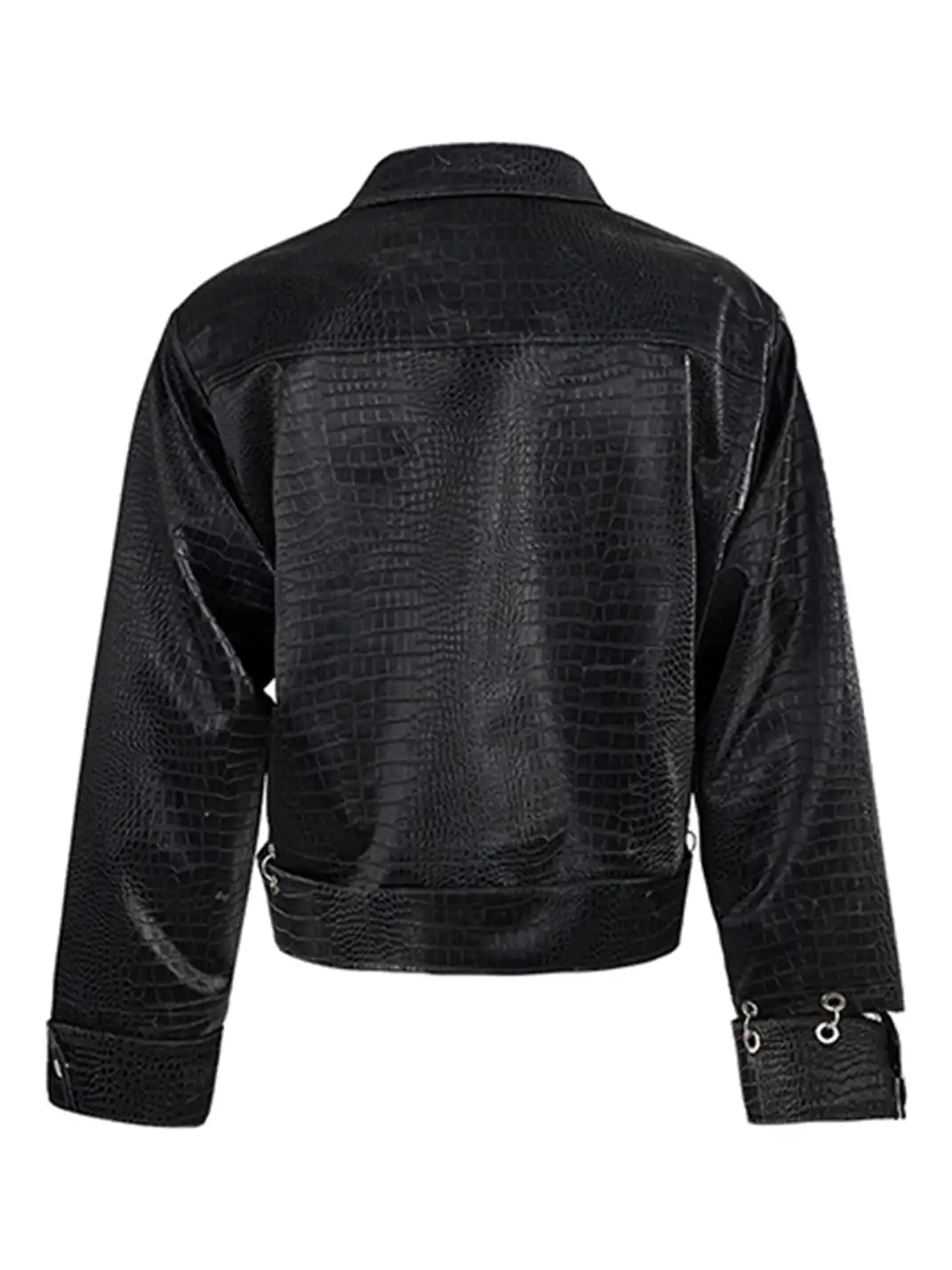 ArguE CulturE | Croc-Pattern Shoulder Pad PU Leather Jacket