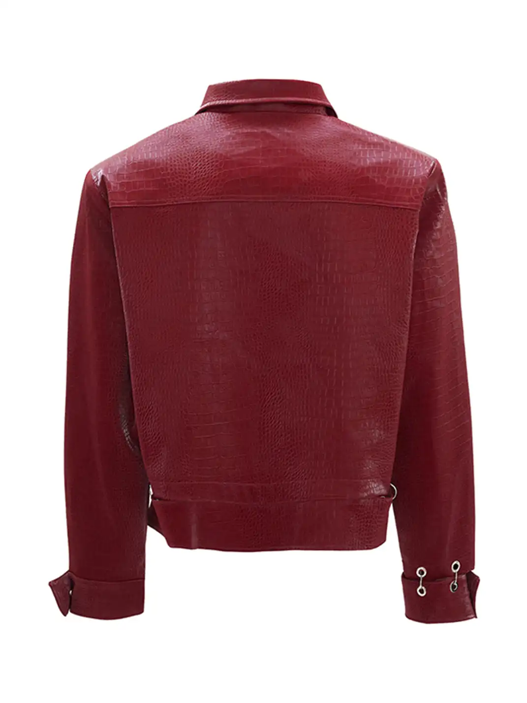 ArguE CulturE | Croc-Pattern Shoulder Pad PU Leather Jacket
