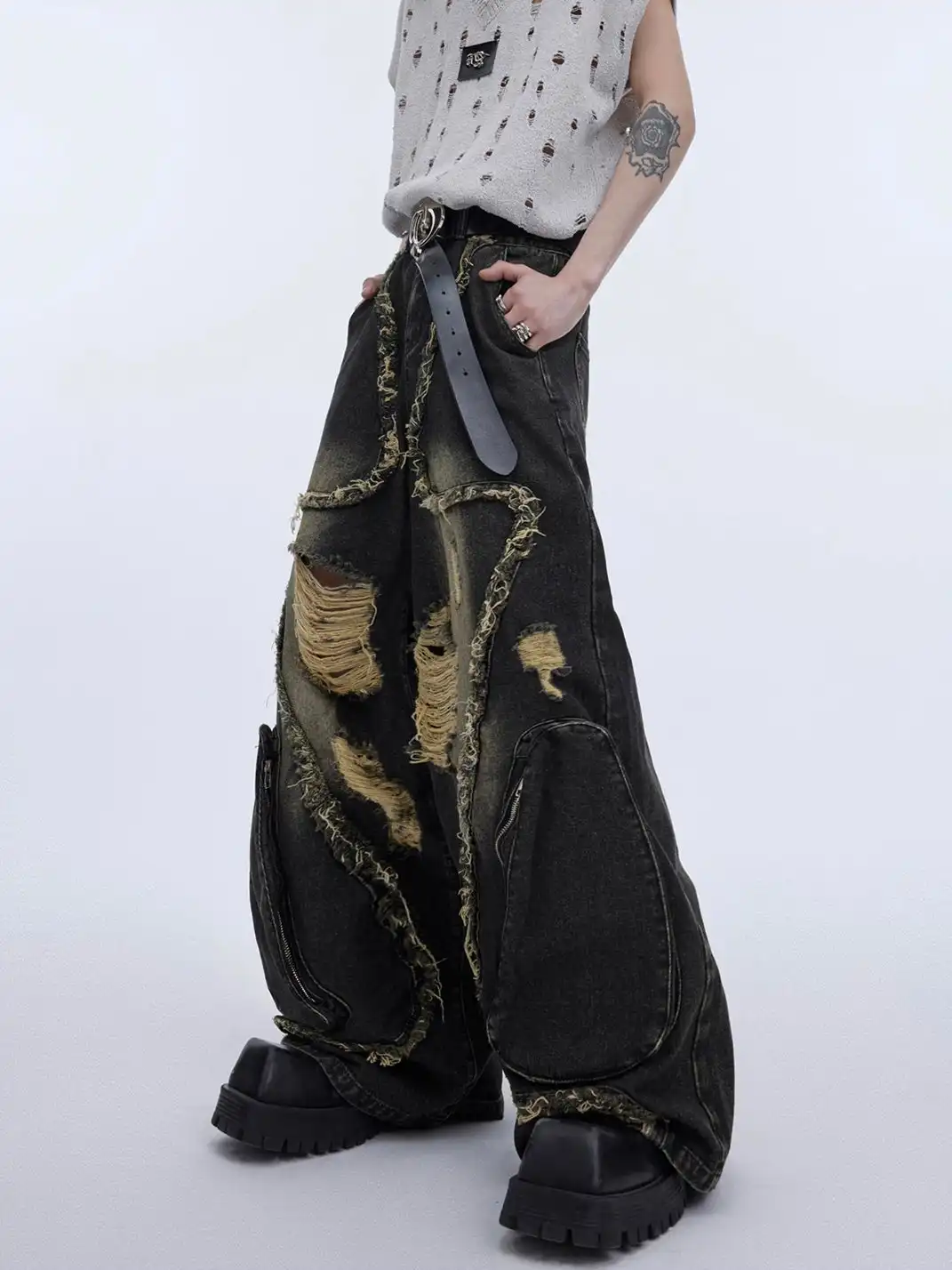 ArguE CulturE | Vintage Distressed Fringe Ripped Denim Pants